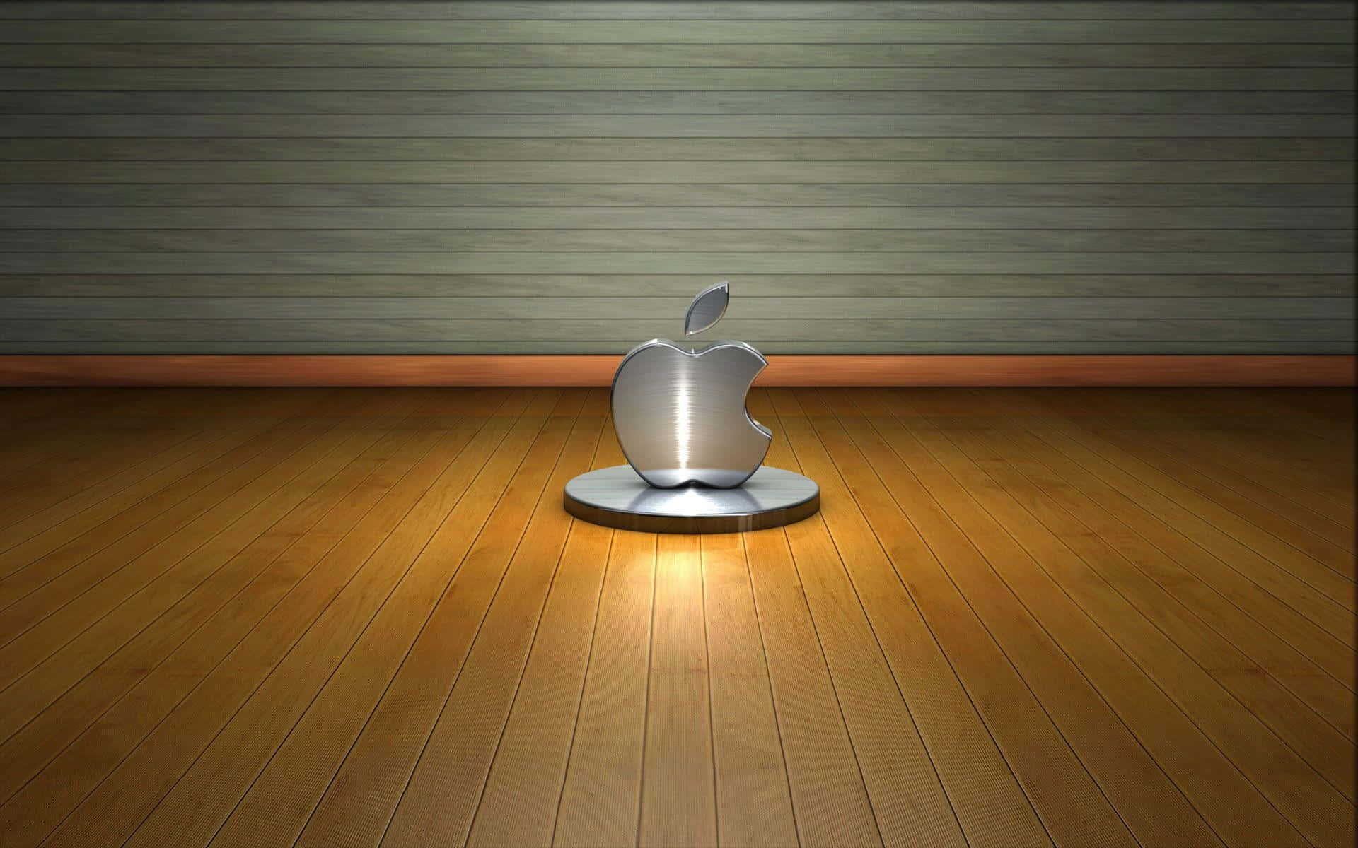 Apple Logo On A Wooden Floor Wallpaper