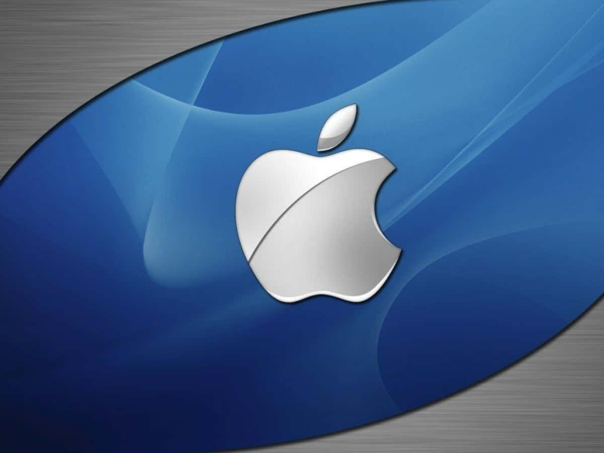 Silver And Blue Best Apple Logo Graphic Art Wallpaper