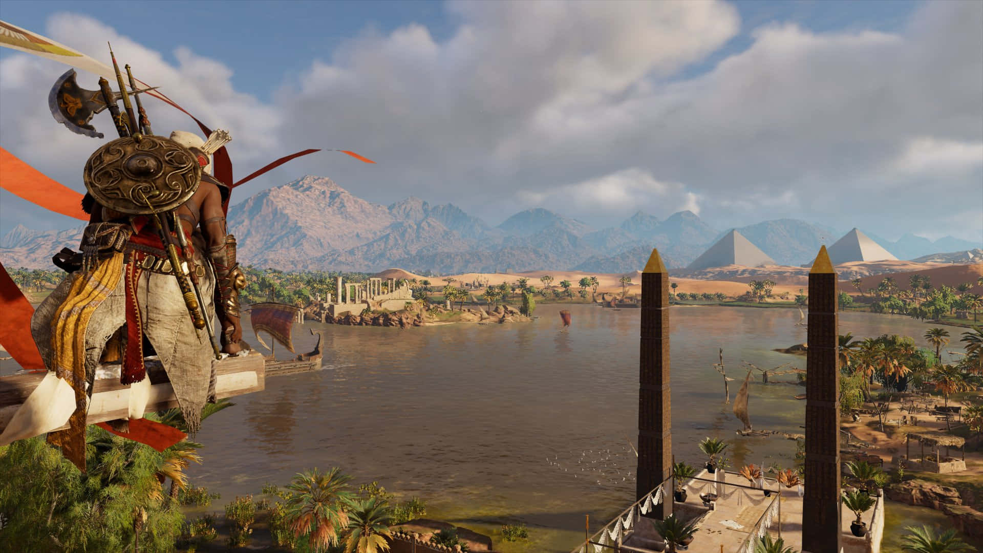 Upplevforntida Egypten I Det Prisbelönta Spelet Assassin's Creed Origins På Din Datorskärm Eller Mobiltelefonens Bakgrundsbild.