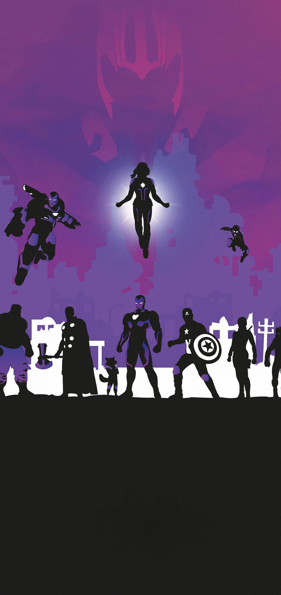 Best Avengers In Purple Backdrop Wallpaper