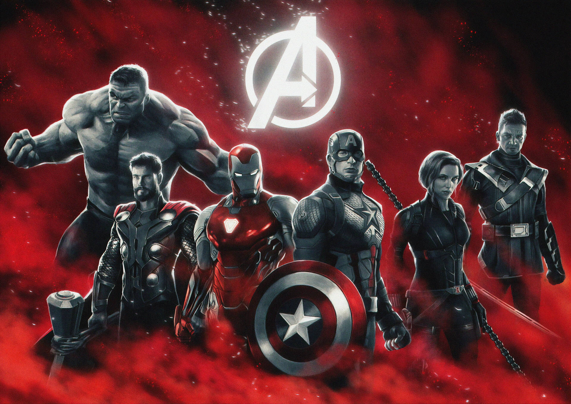 Best Avengers In Red Abstract Background Wallpaper