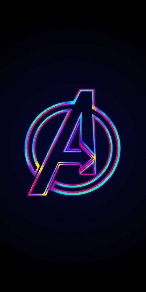 Bedste Avengers Neon Skilt I Sort Og Blå Wallpaper