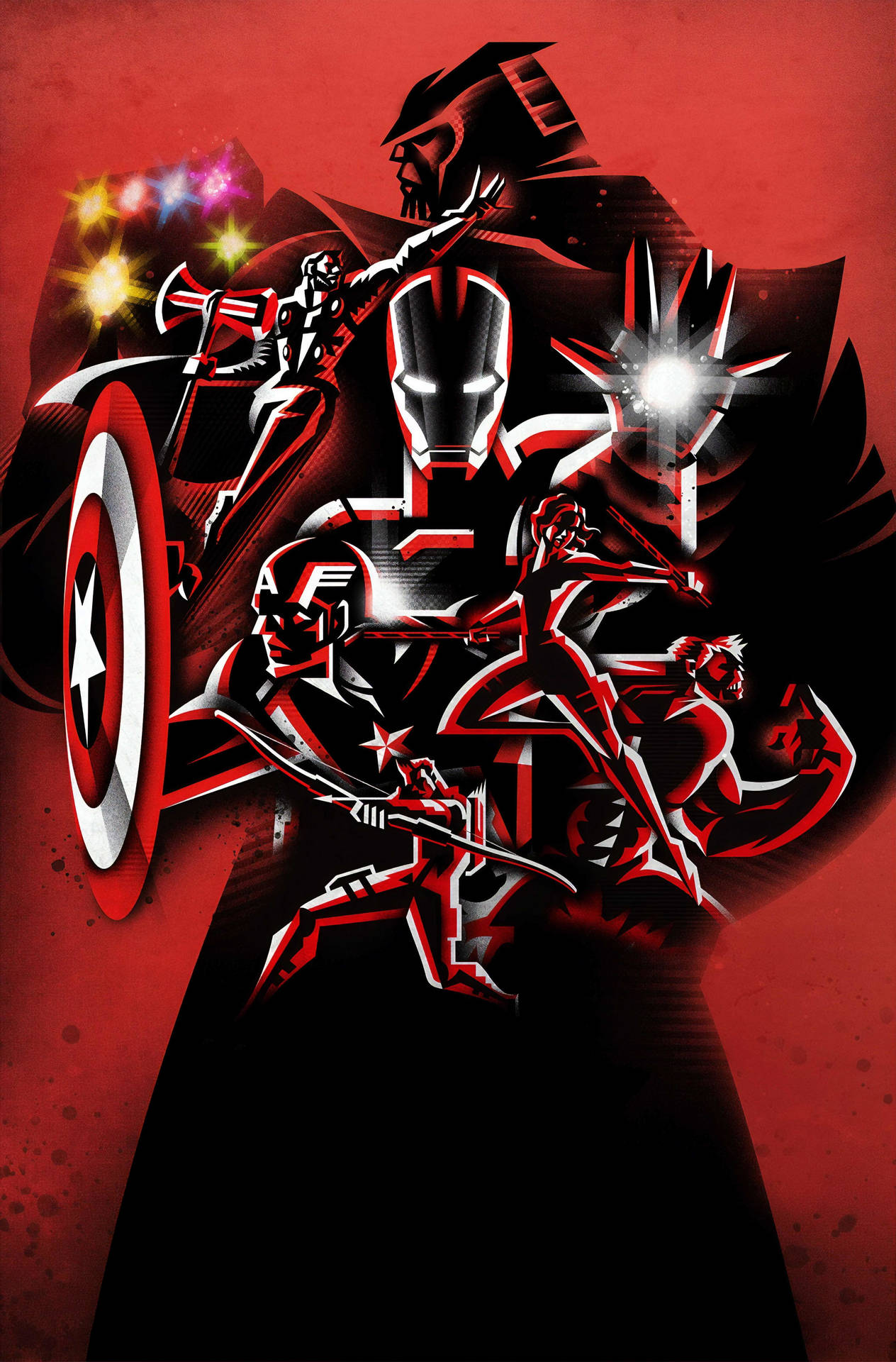 Bedste Avengers Rød og Sort Grafisk Tapet Wallpaper
