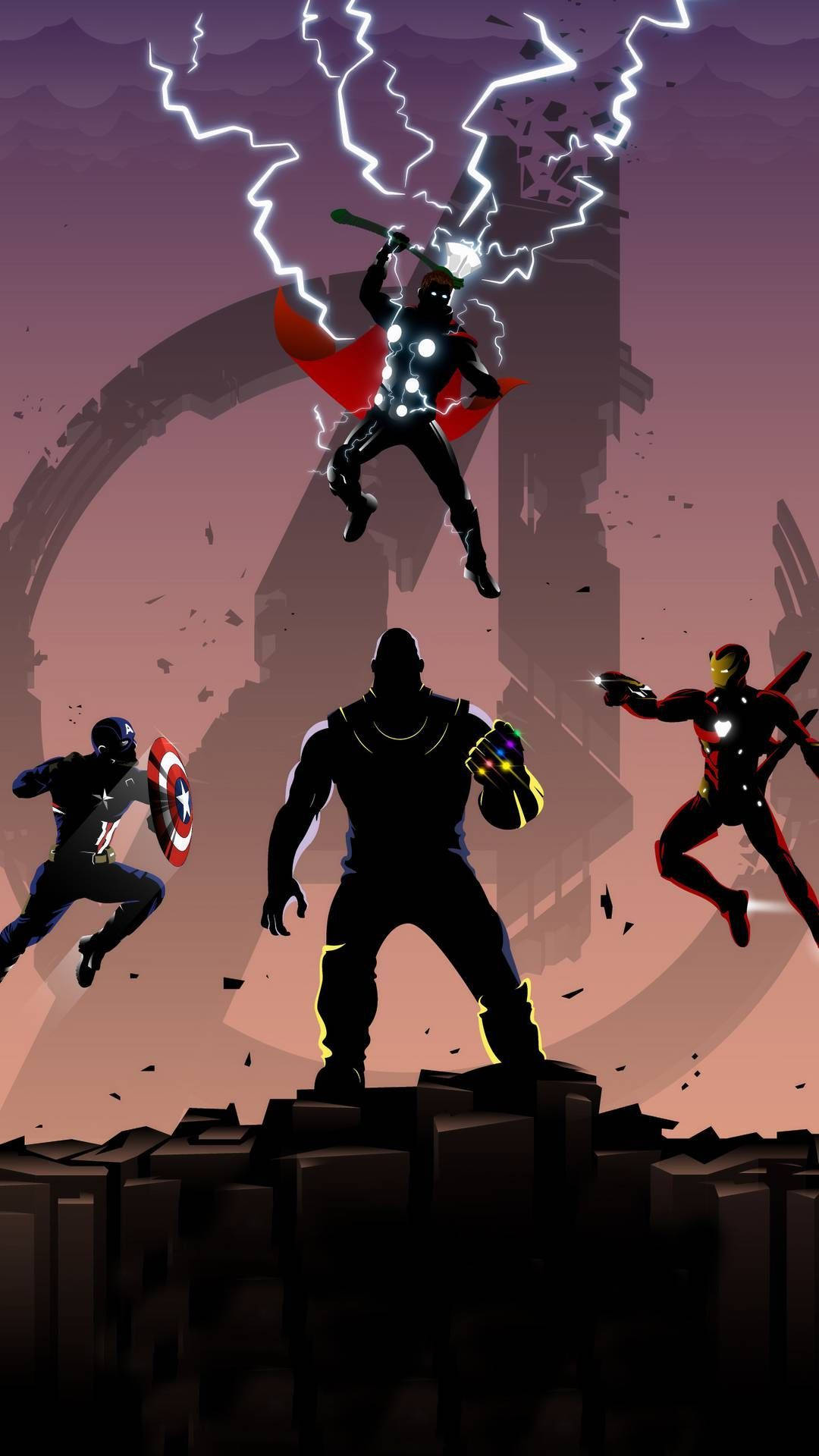 Best Avengers Silhouette With Thanos Wallpaper