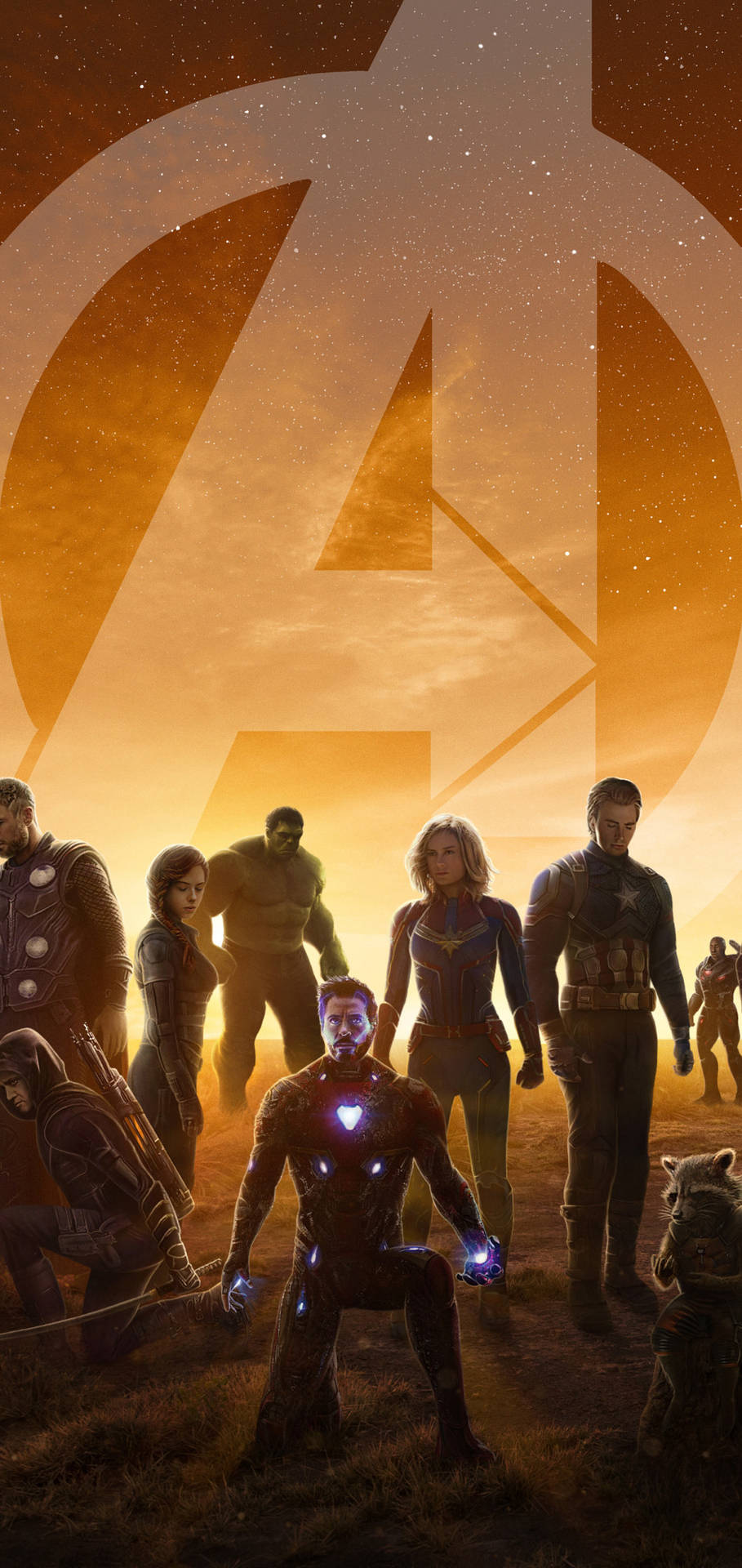 Best Avengers With Orange Sky Wallpaper
