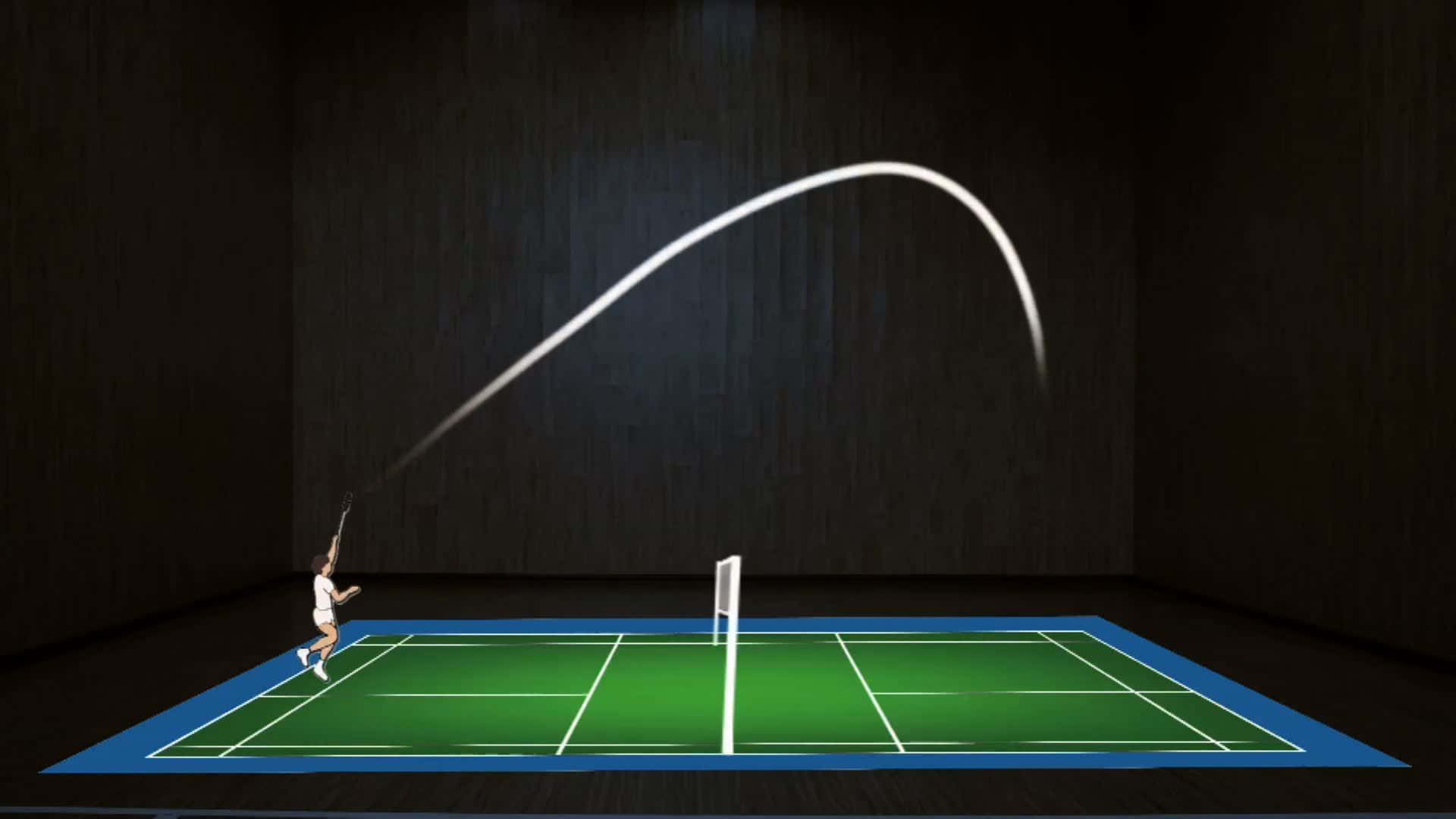 Badminton Player In A Dark Room With A Ball
