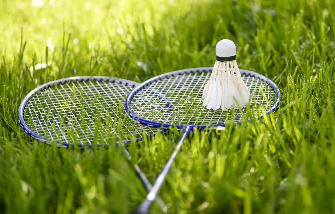 Ungiocatore Di Badminton Colpisce Una Volano Dall'altra Parte Del Campo