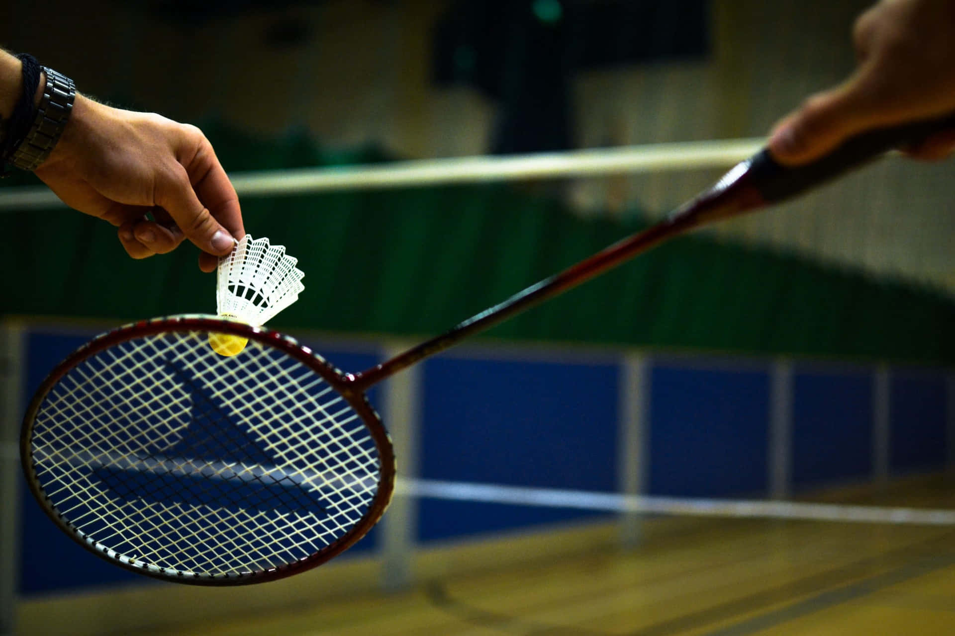 Enperson Som Håller I En Badmintonracket