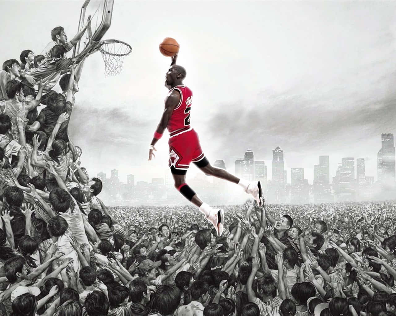 Digitalekunst Von Michael Jordan - Der Beste Basketballhintergrund