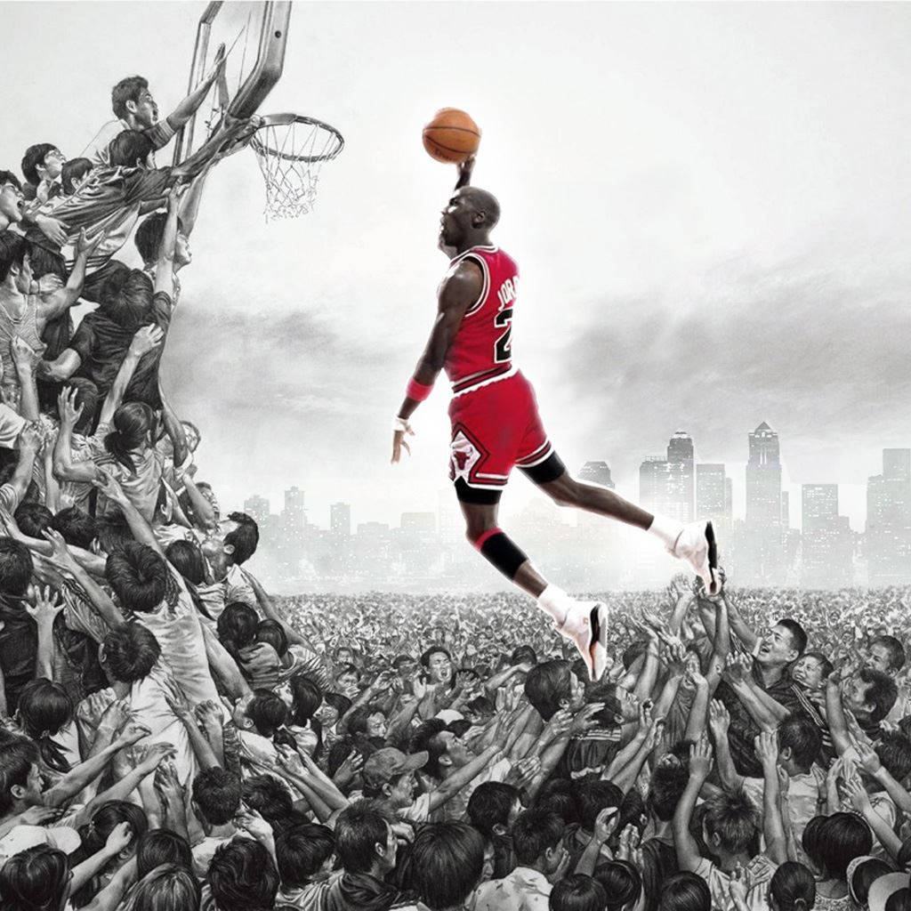 Bestebasketball Michael Jordan Dunk Kunst Wallpaper
