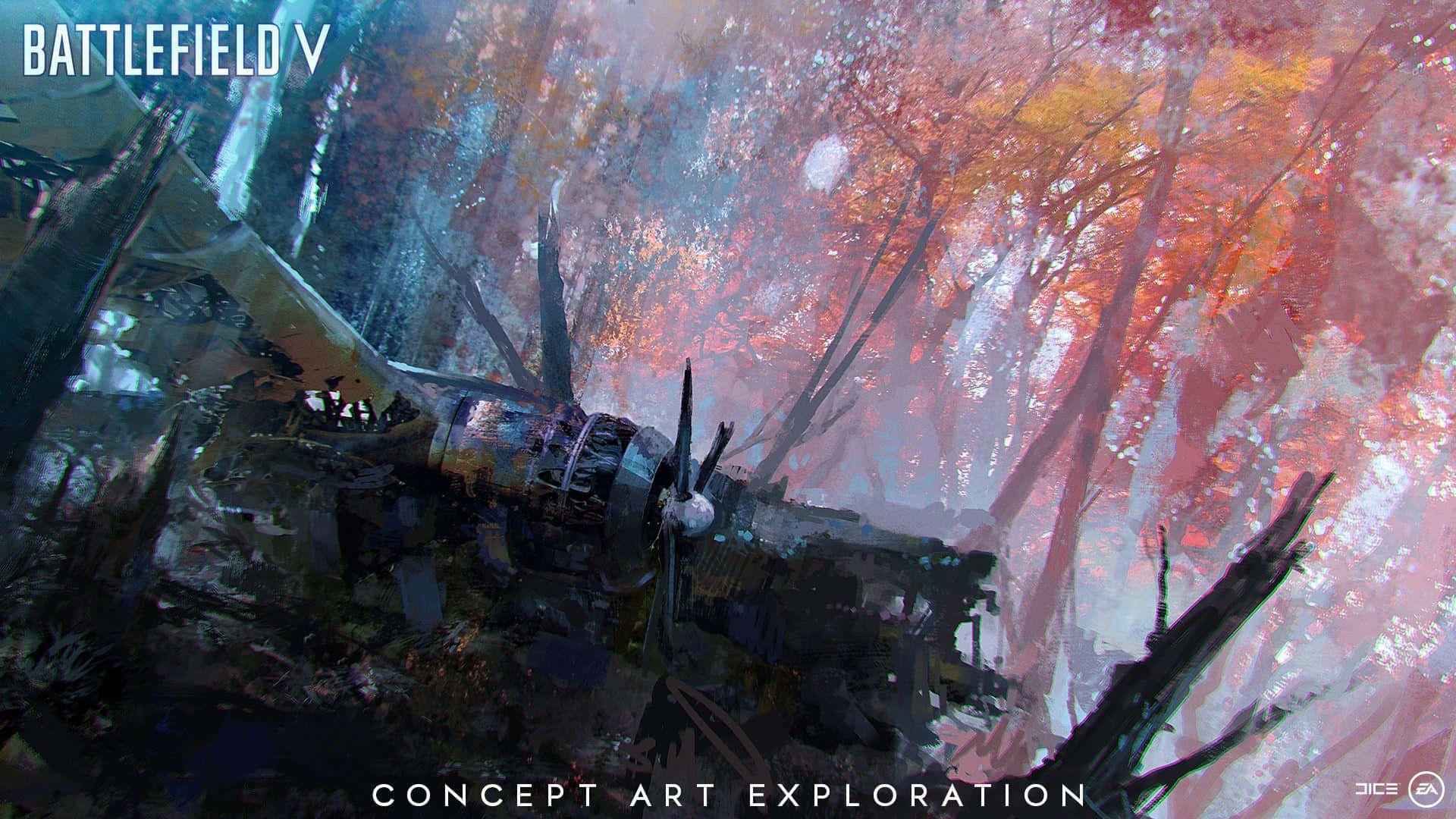 A Painting Of A Forest With The Words Battlefield Iv Concept Art