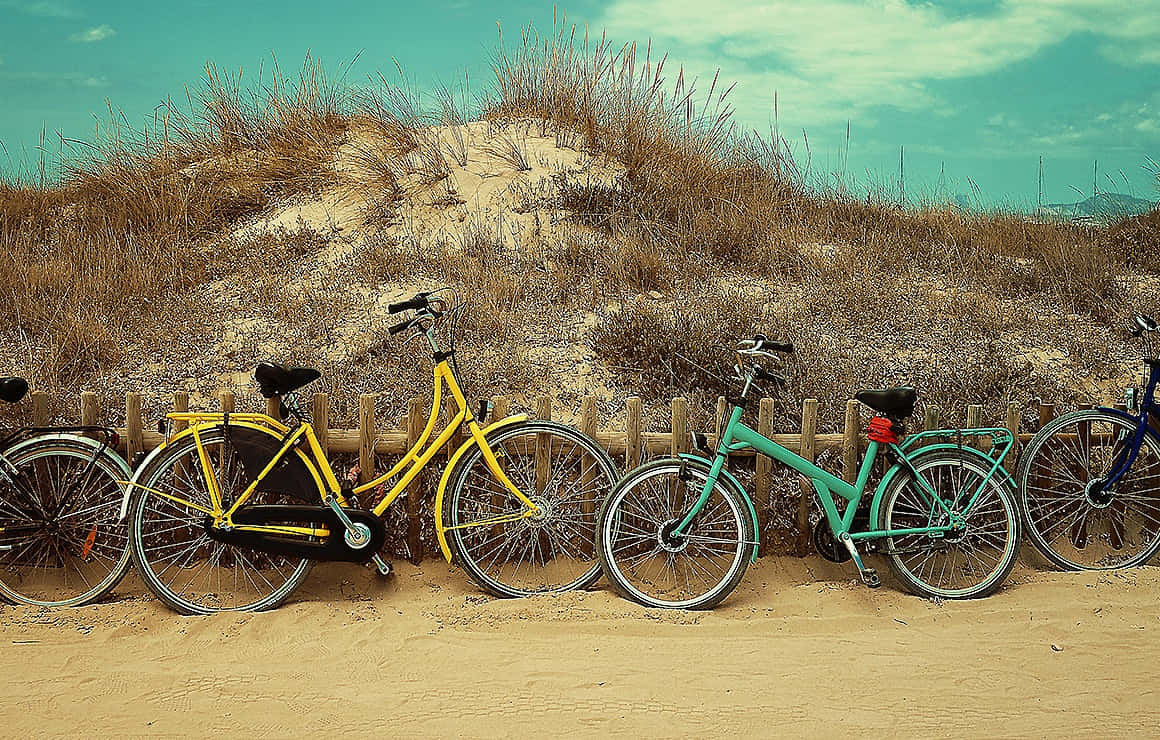 Blauund Gelber Hintergrund Mit Den Besten Fahrrädern
