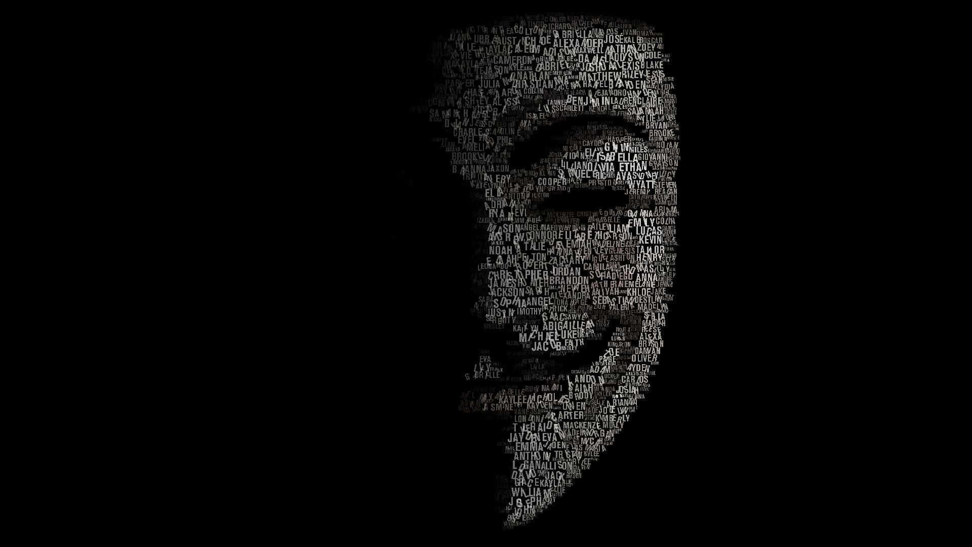 A Black Background With A V For Vendetta Mask Wallpaper