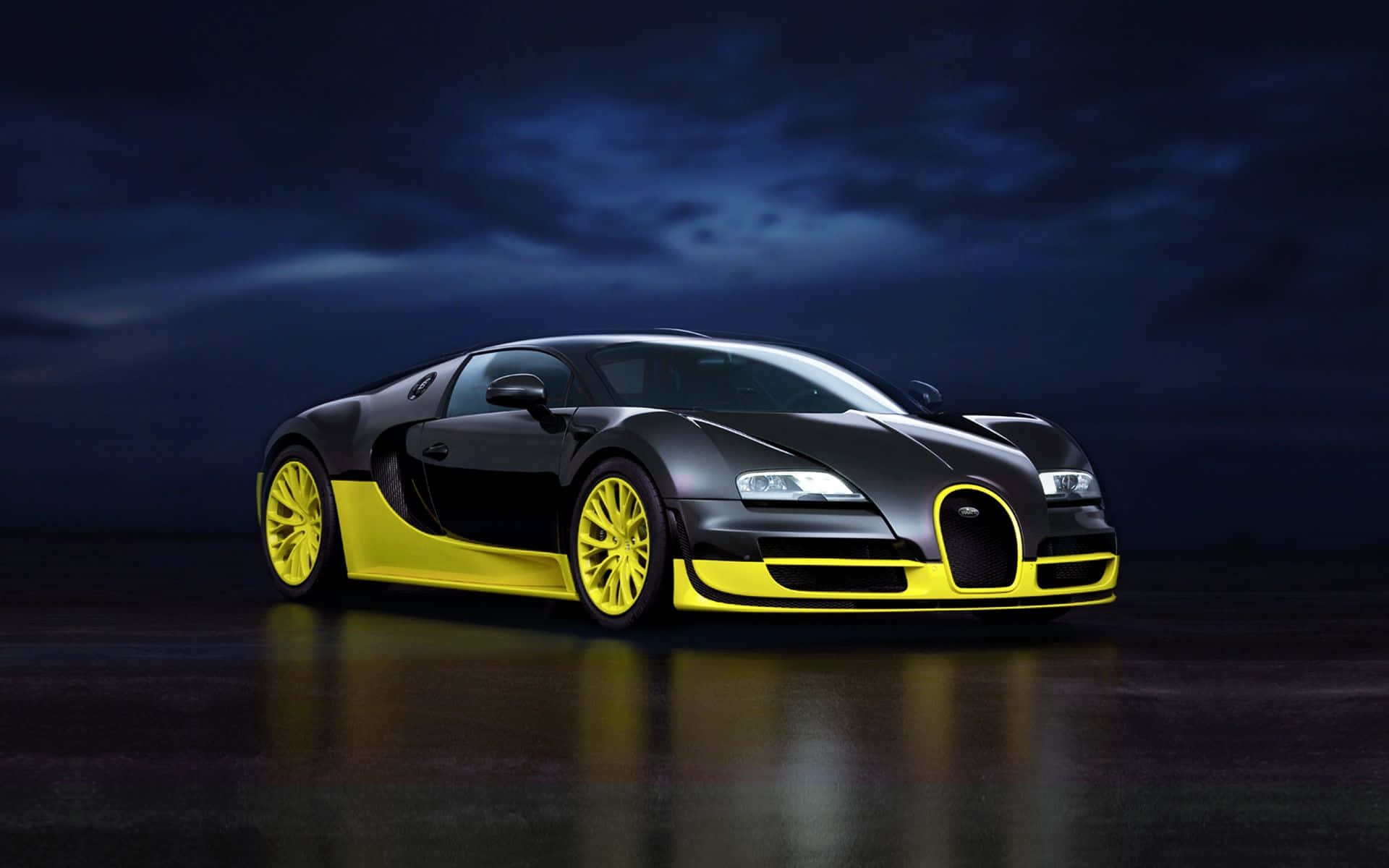 Mejordiseño Amarillo De Bugatti Veyron Fondo de pantalla