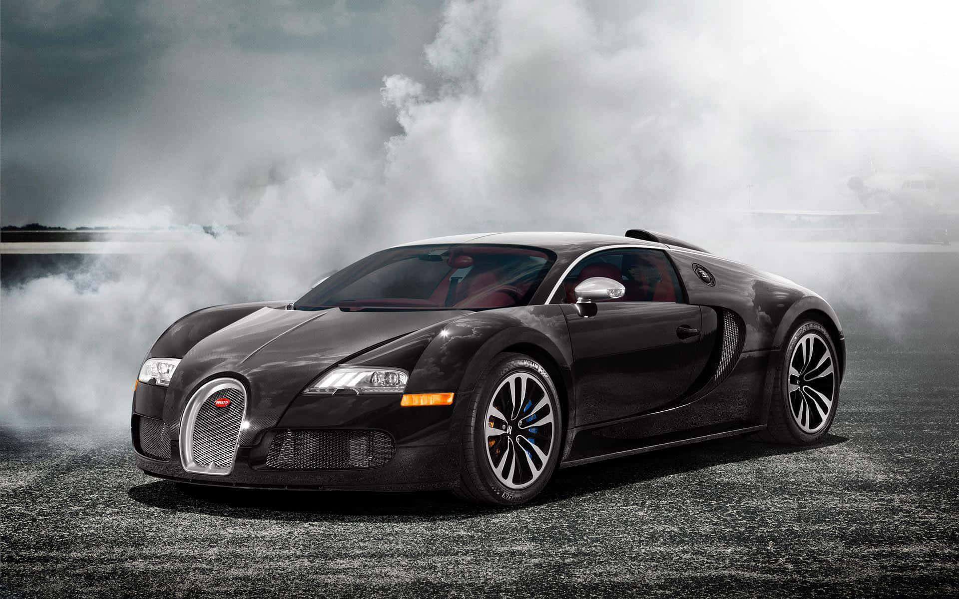Detbästa Bugatti Classic Black Veyron Smokey För Dator- Eller Mobilbakgrund. Wallpaper