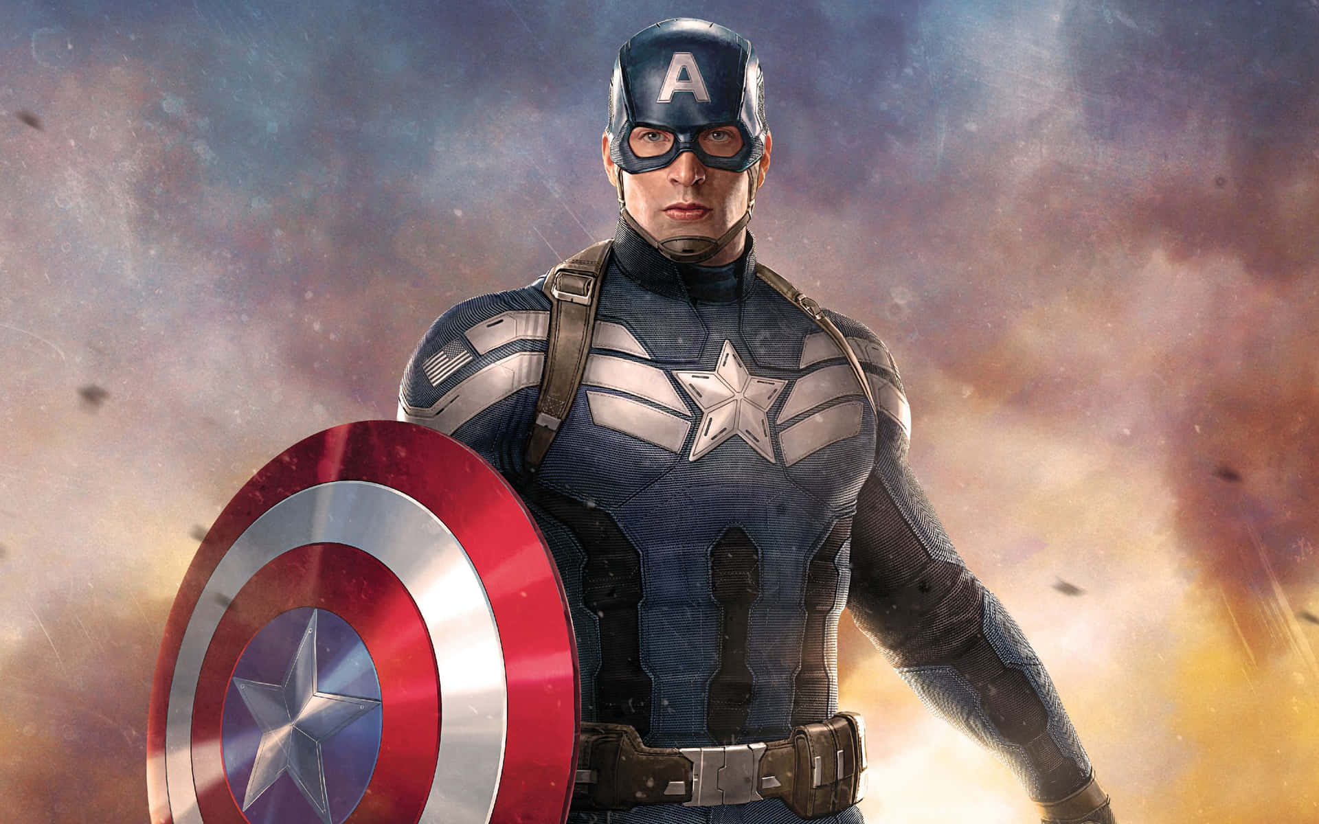 Captain America stands tall and proud