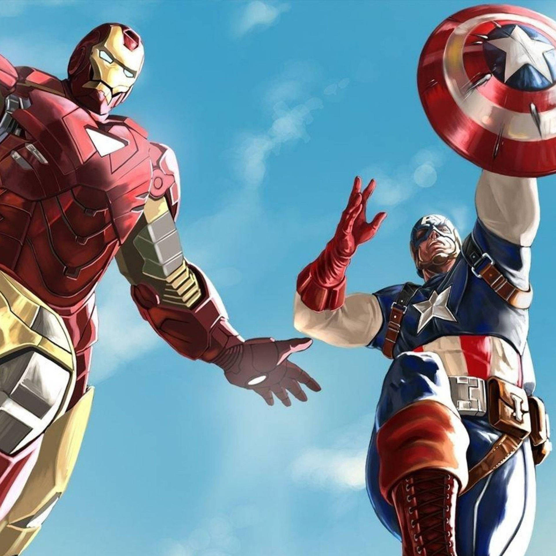 Mejorwallpaper De Capitán América Con Iron Man Fondo de pantalla