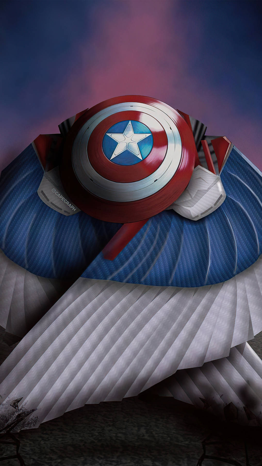 Bästabakgrundsbilden För Dator Eller Mobiltelefon Med Captain America Falcon-vingar. Wallpaper