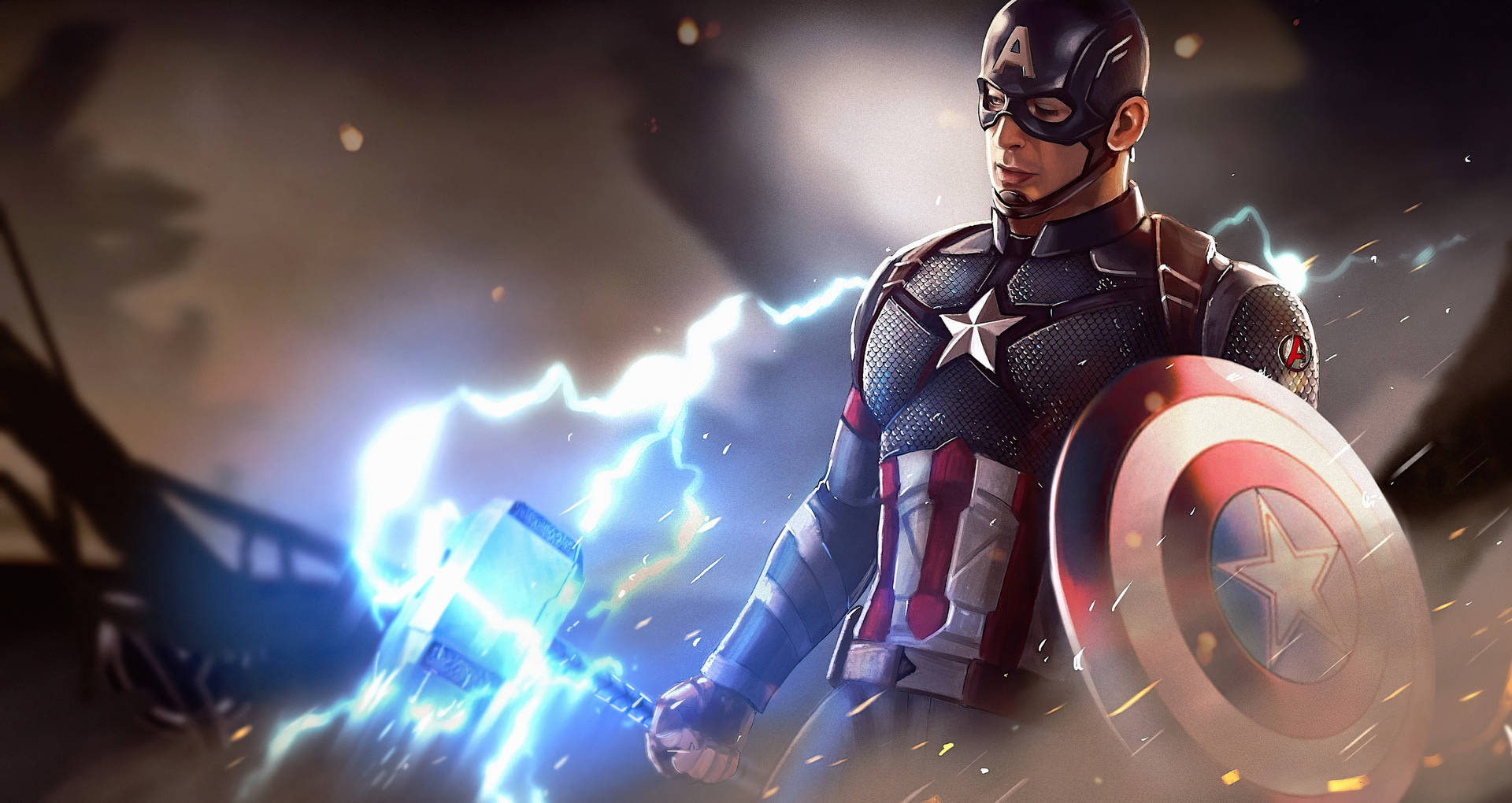 Bedste Captain America med Mjolnir Wallpaper