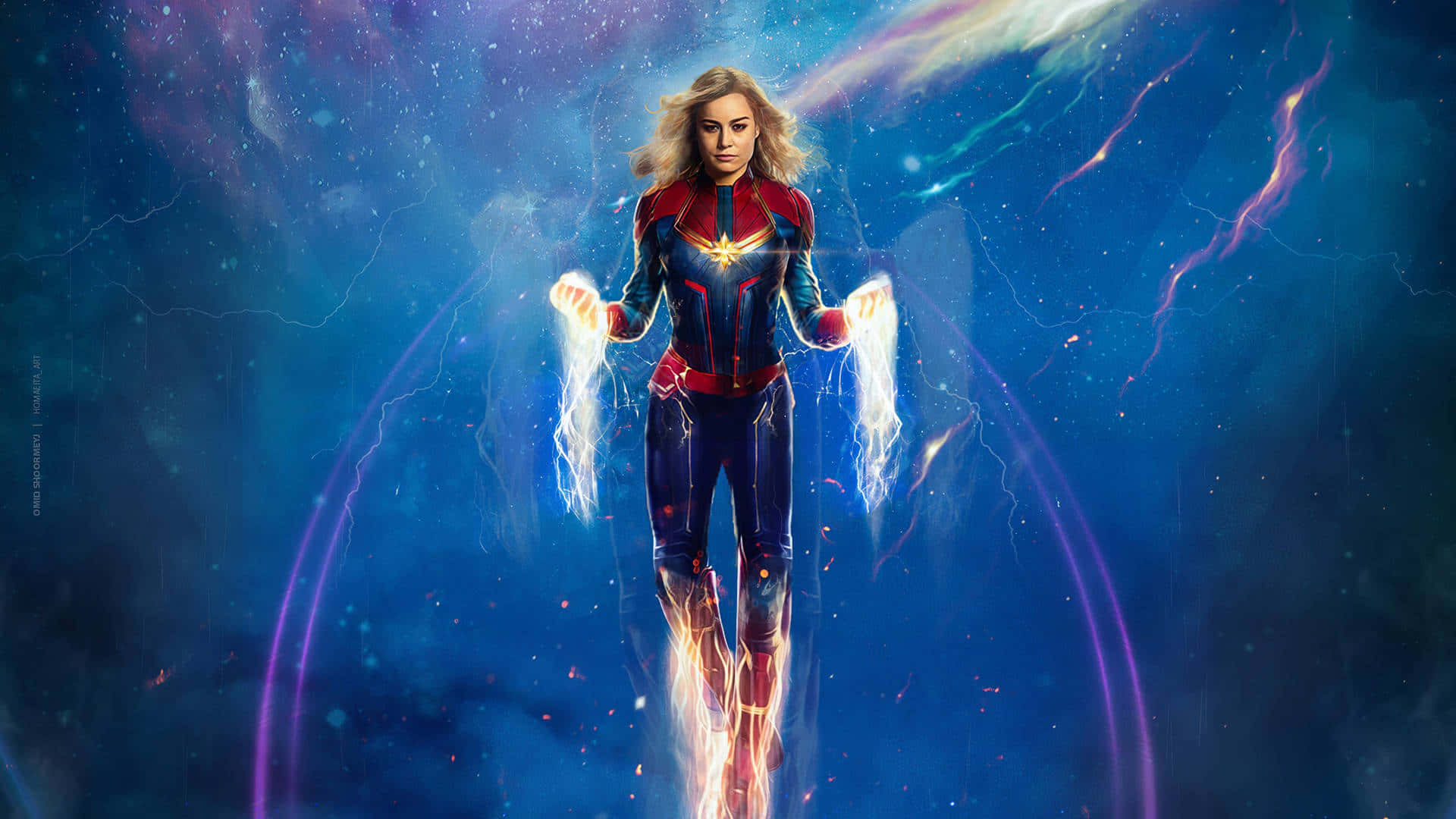 Best Captain Marvel Flying Background