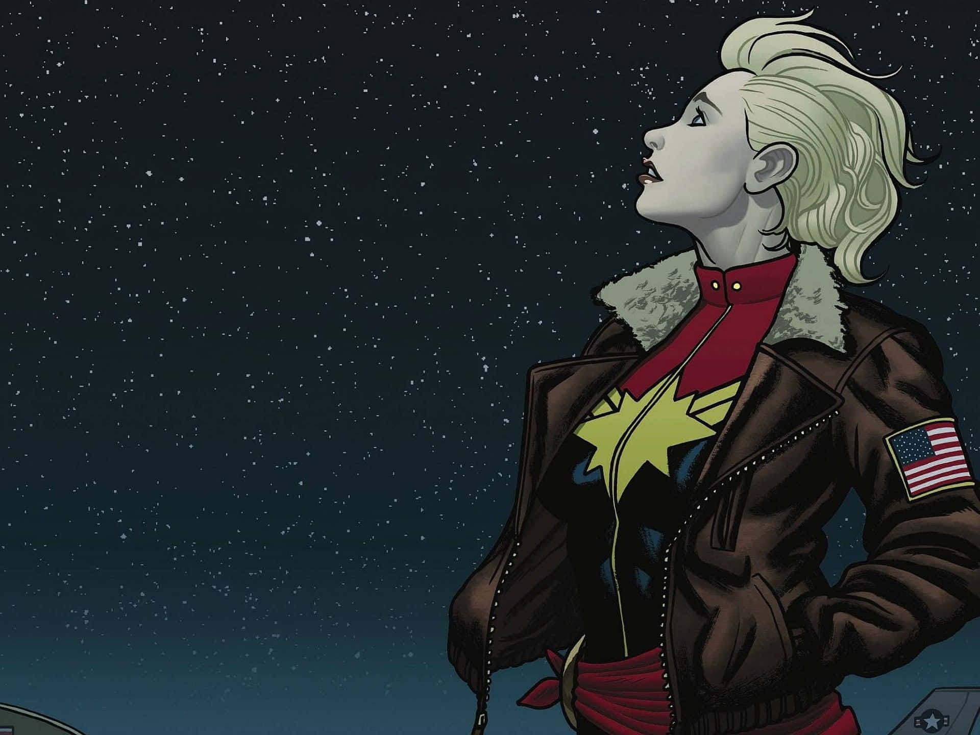Best Captain Marvel Starry Night Sky Background