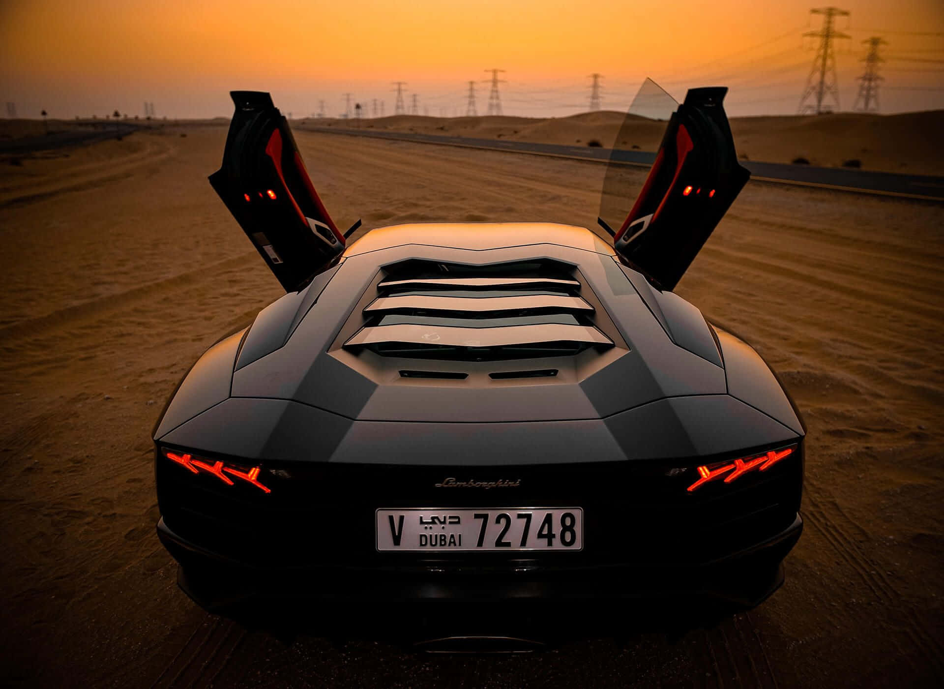 Overraskelse Lamborghini Med Solnedgang Bedste Bil Baggrund HD Tapet