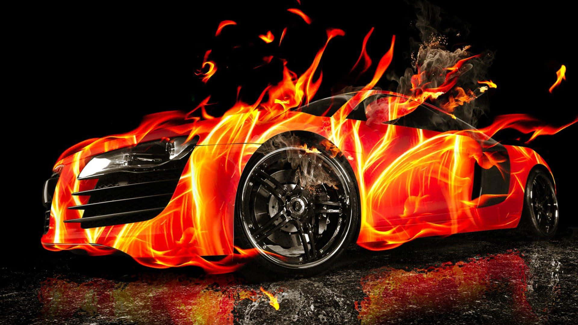 Flaming Sports Car Digital Art Best Car Background