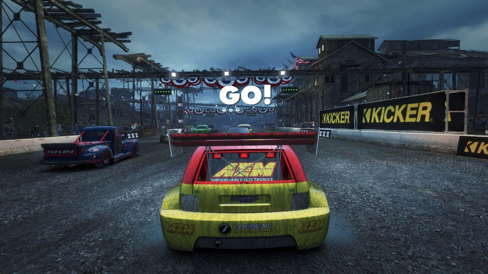 A Screenshot Of A Racing Game With Cars On The Road