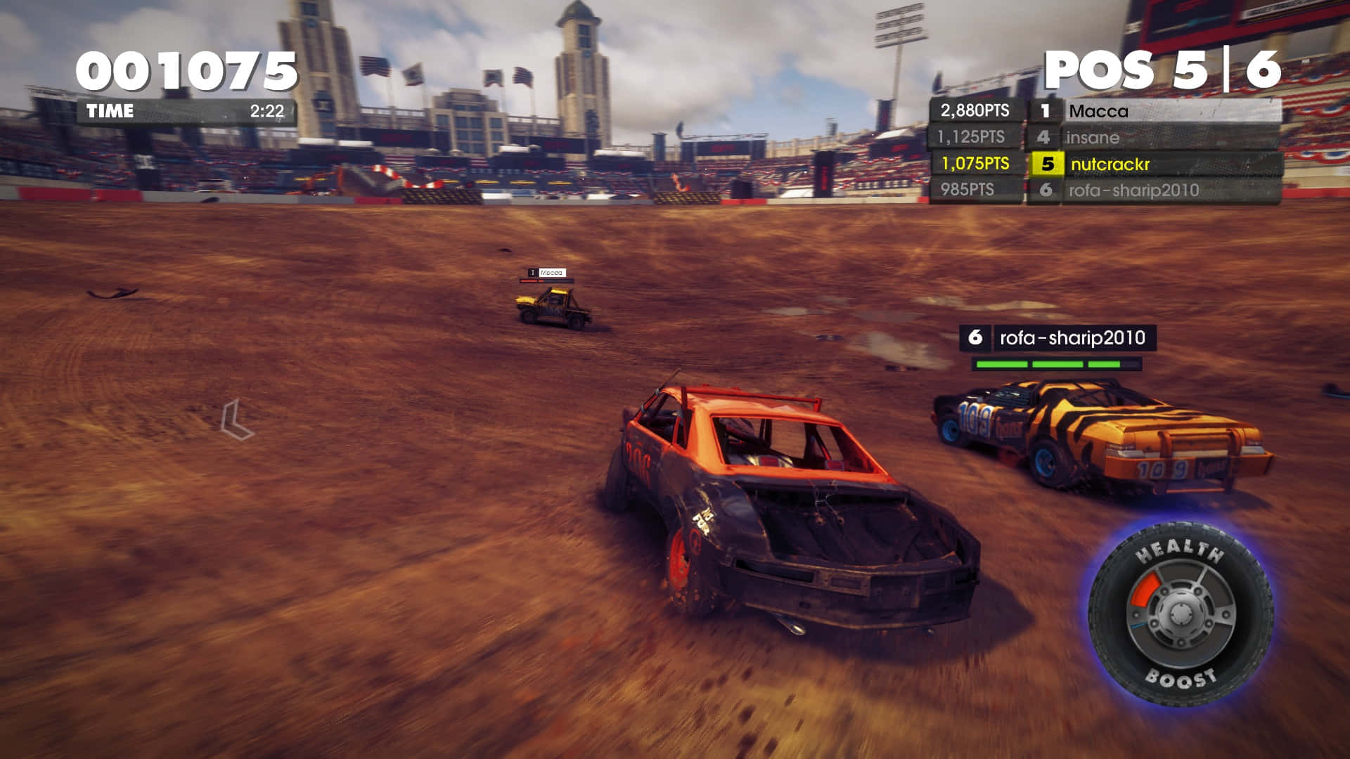 A Screenshot Of A Game With Cars On The Dirt