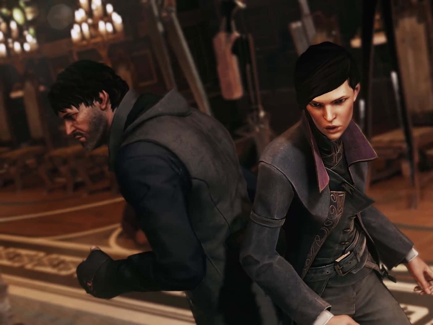 Emily And Corvo Fighting Stance Best Dishonored 2 Background