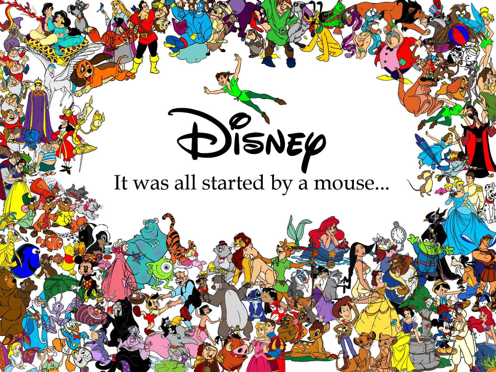 Bedste Disney-baggrund alle karakterer i hver Disney-film