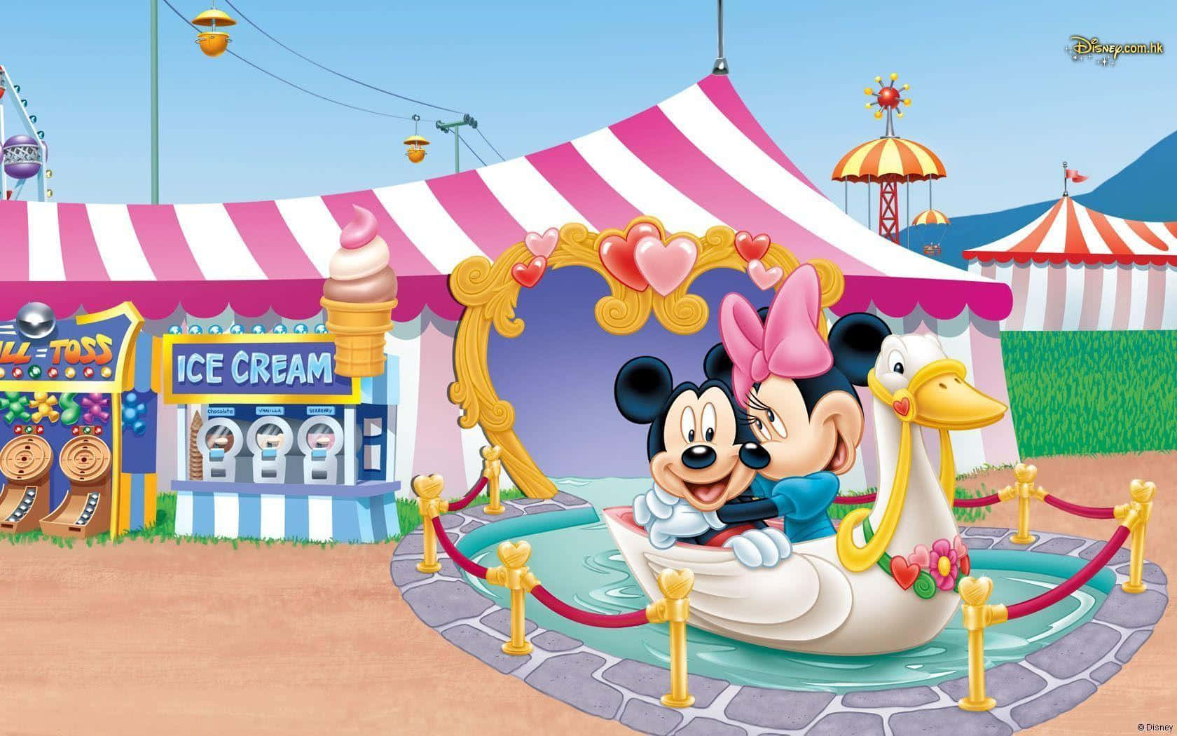 Bedste Disney Baggrund Mickey og Minnie på en Gås