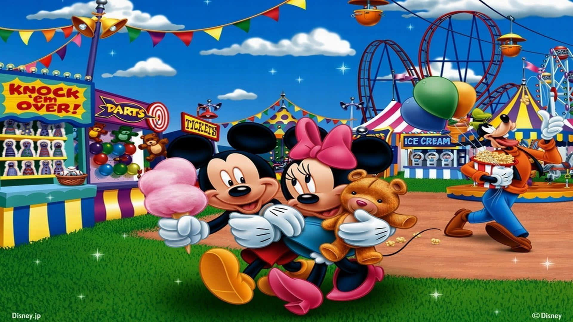 Besterdisney-hintergrund: Mickey Und Minnie Auf Einem Karneval