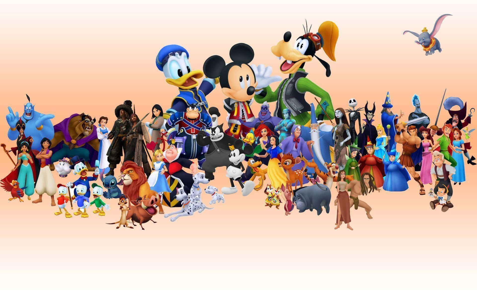 Melhorpapel De Parede Da Disney Com Donald, Mickey E Pateta Junto Com Outros Personagens.