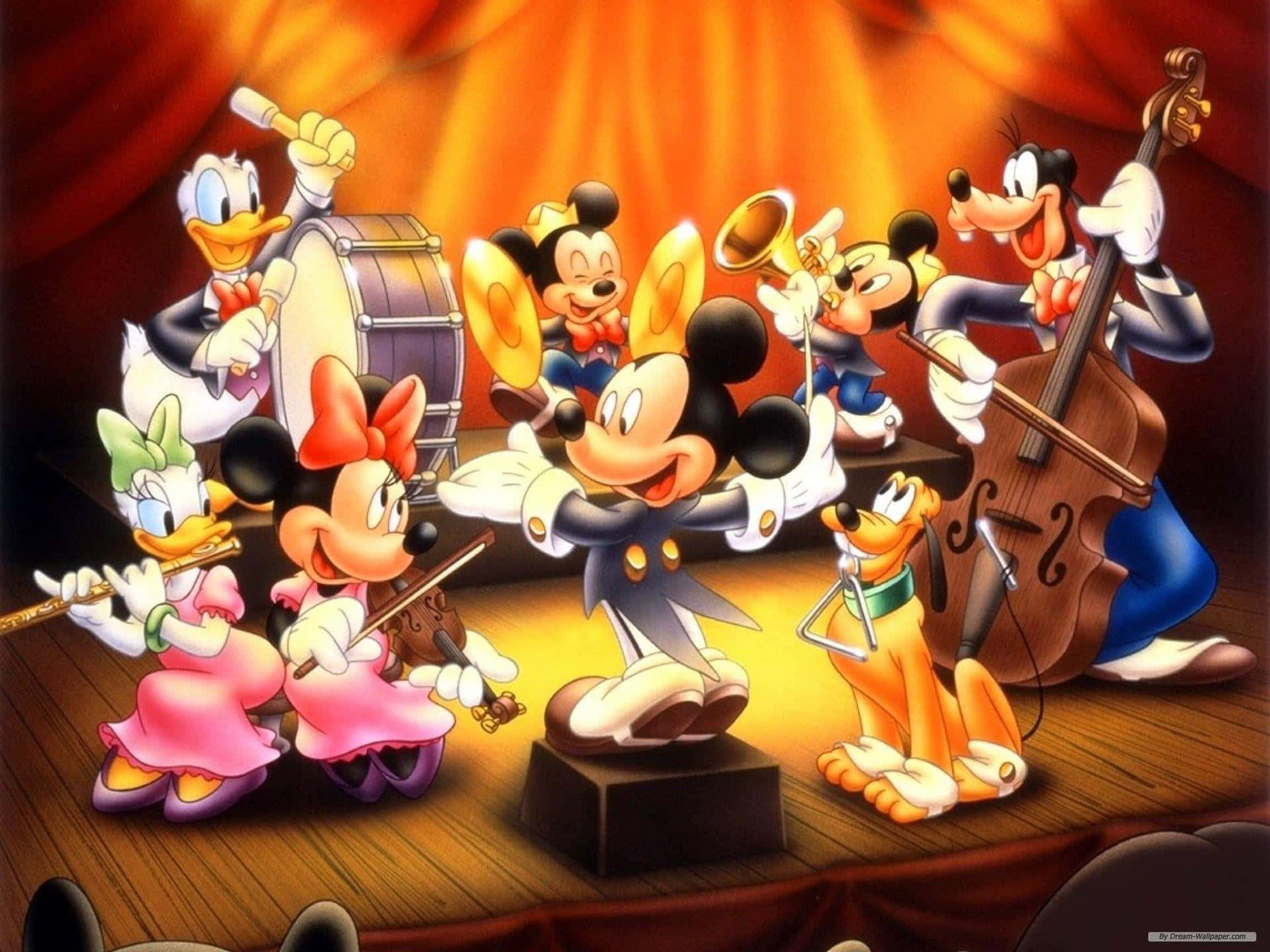 Bestesdisney-hintergrundbild: Micky Maus Mit Seiner Band