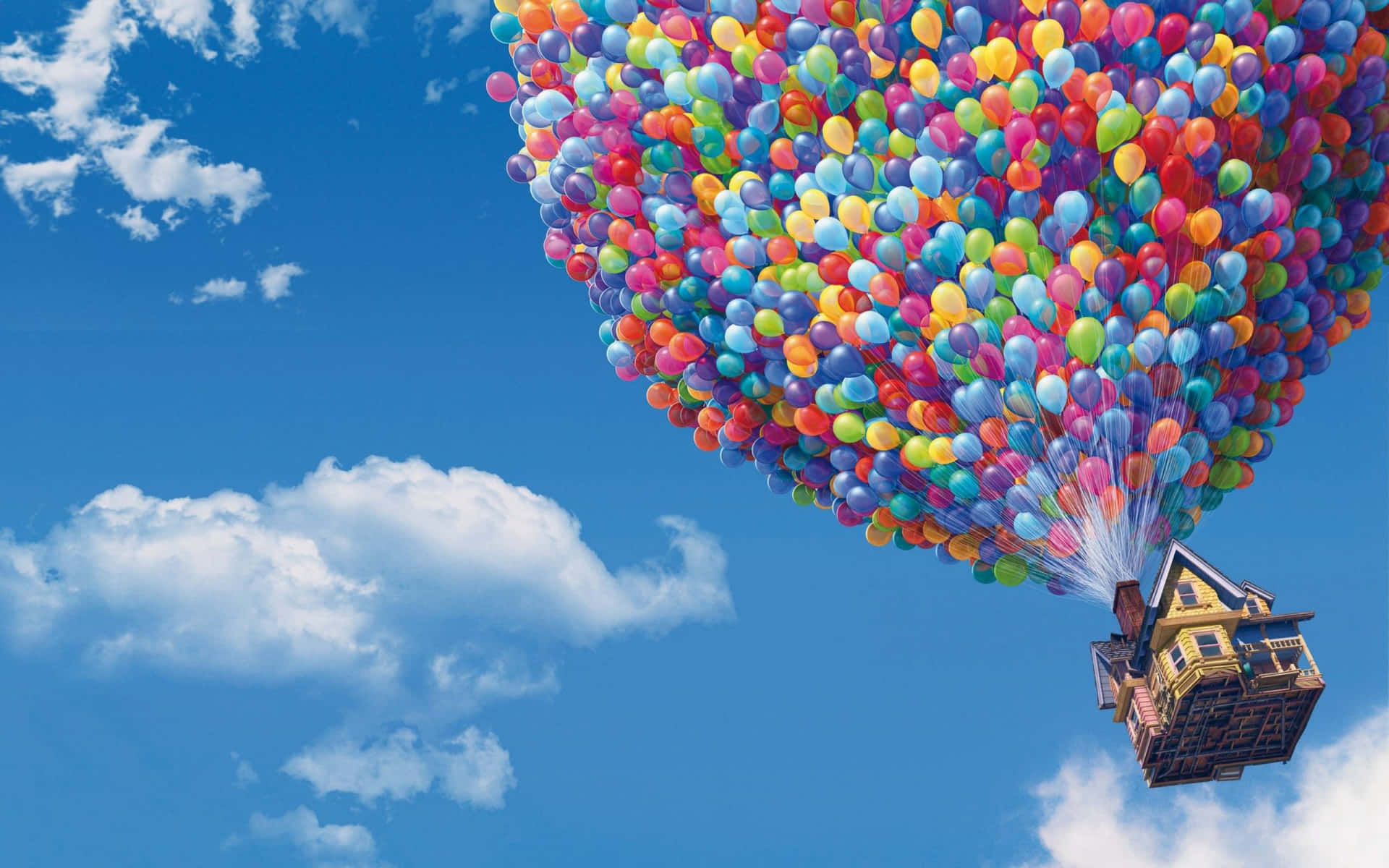 Bestesdisney-hintergrundbild: Das Haus Fliegt Mit Ballons.
