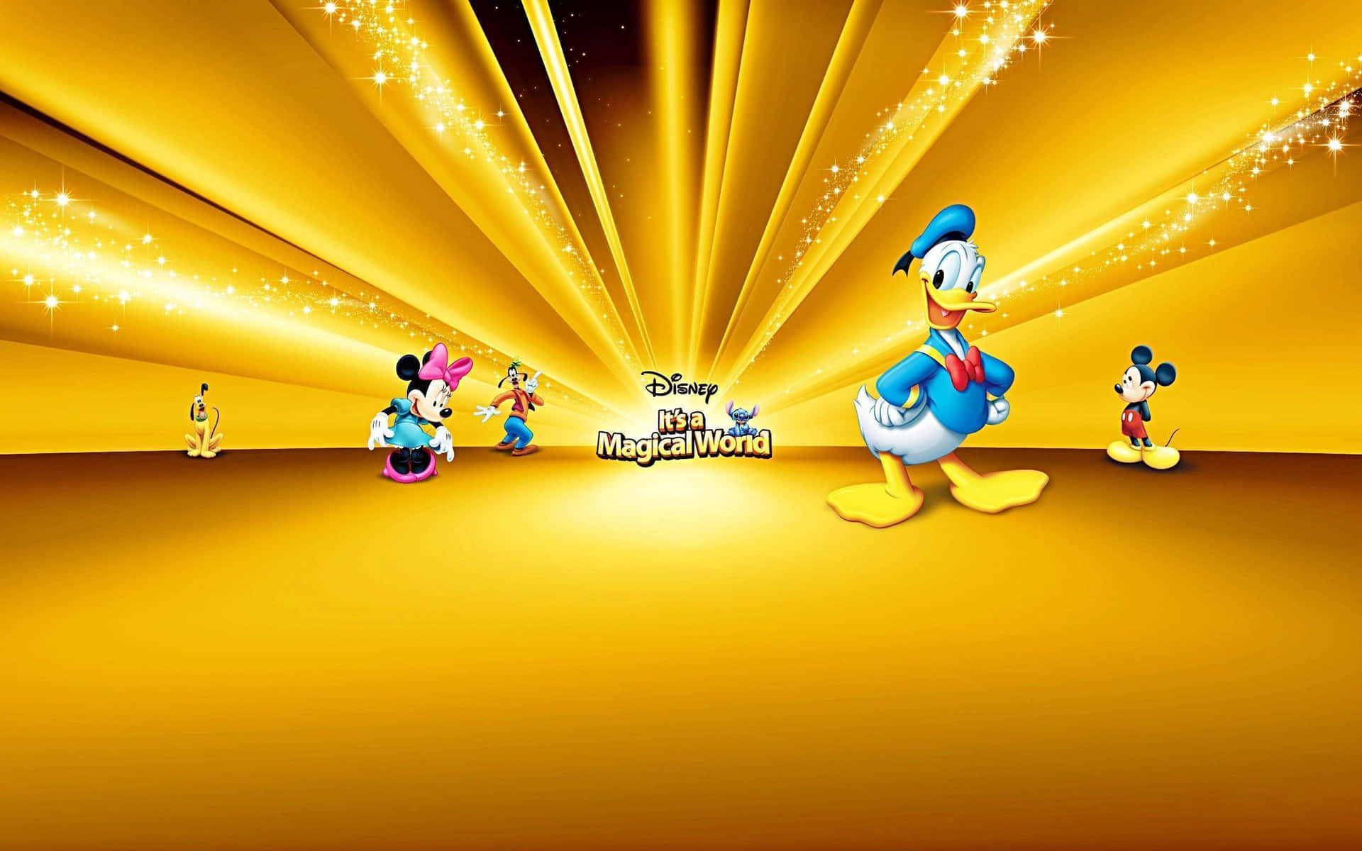 Mejorfondo De Disney Con Personajes De Disney Sobre Un Fondo Dorado.