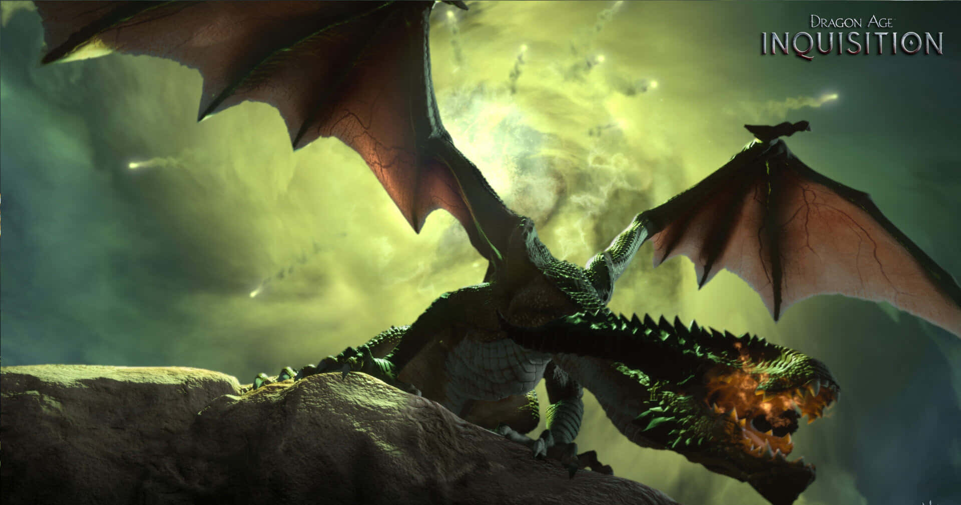 A Dragon Is Flying Over A Mountain