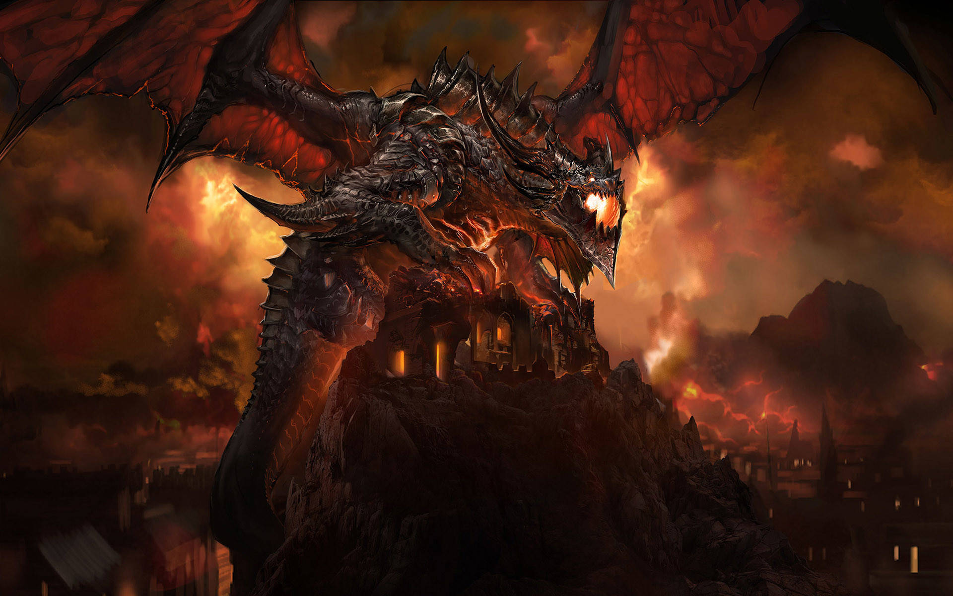 Best Dragon Attacking Village Wallpaper