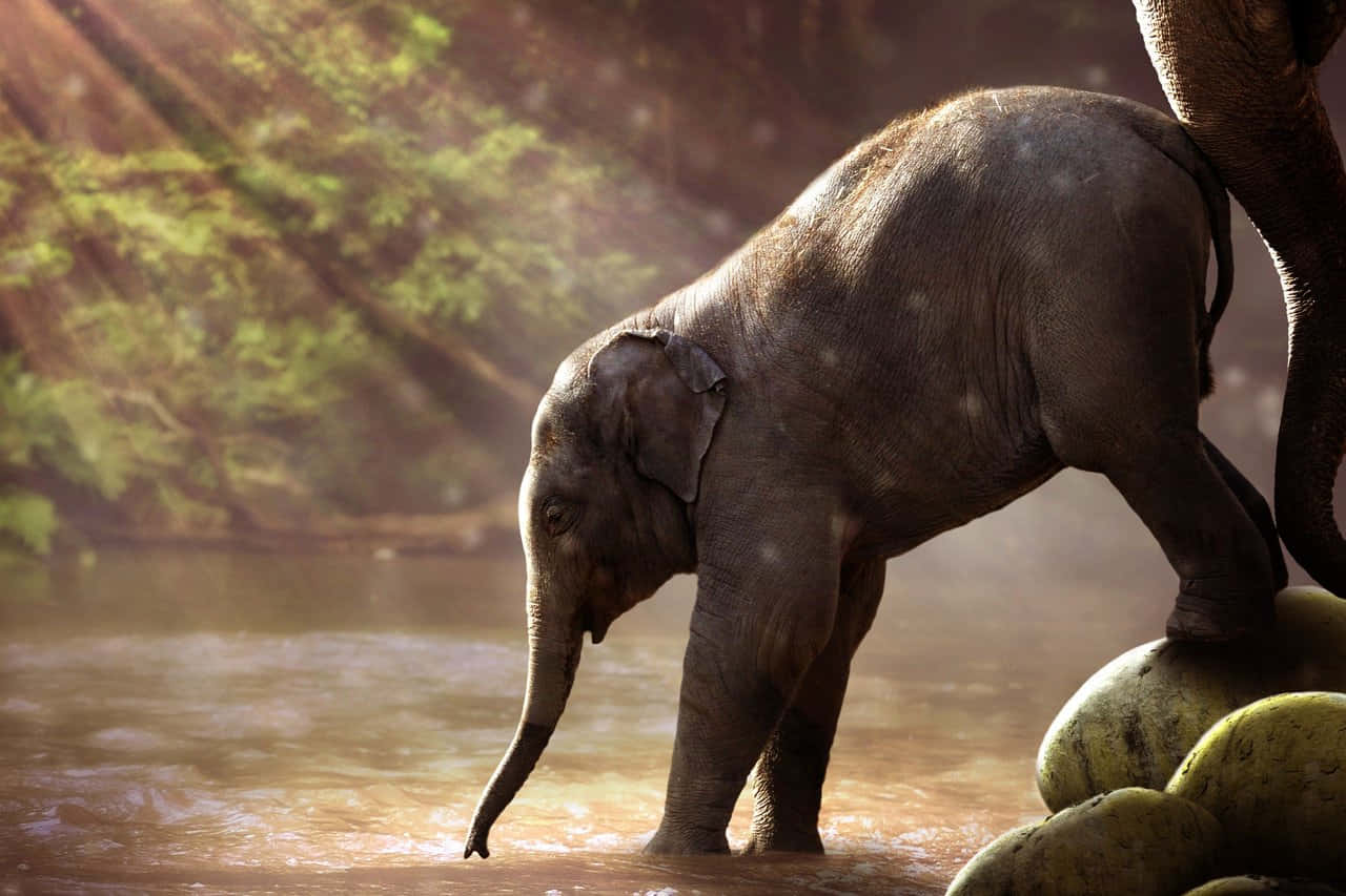Best Elephant Background Drinking Water Background