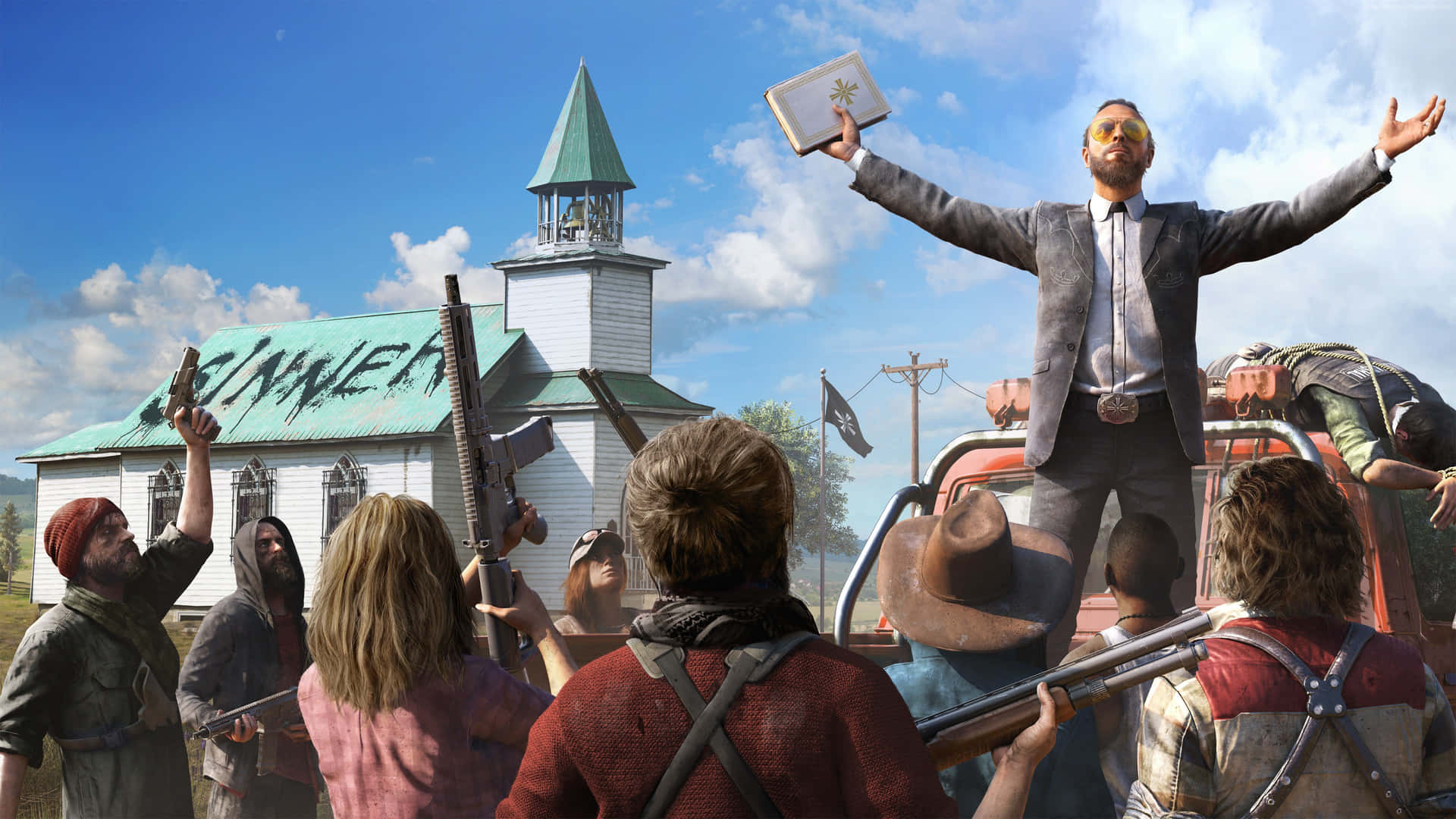 Speladet Spännande Spelet Far Cry 5 Och Utforska Vildmarken I Hope County.