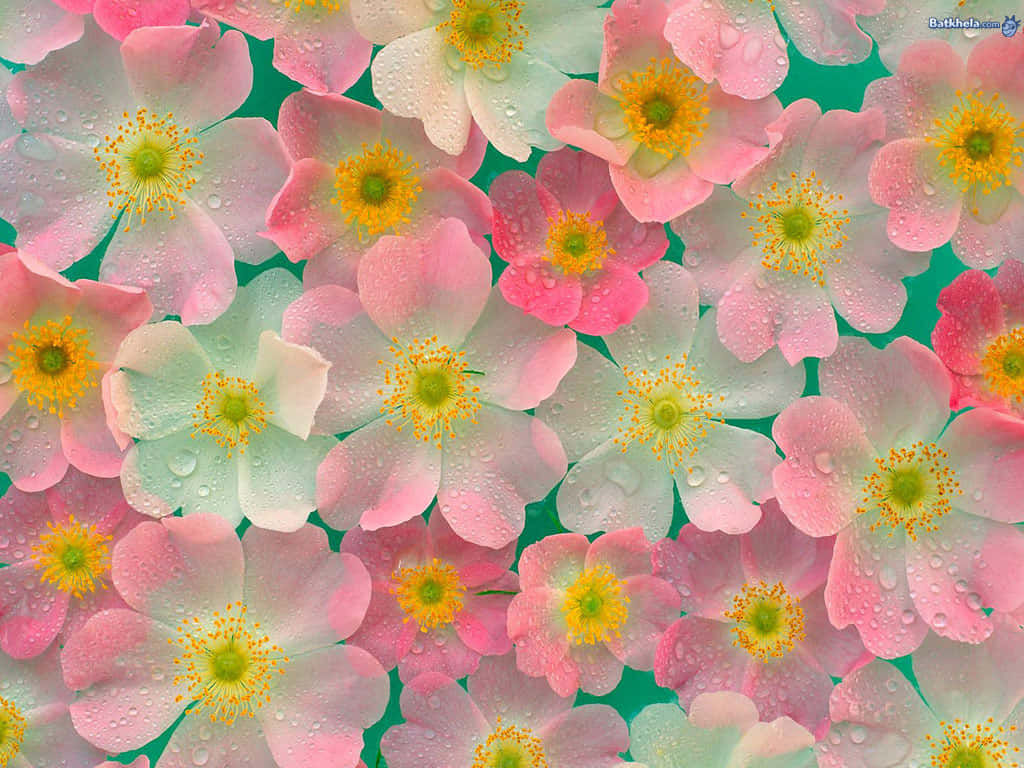 Rosaund Weißer Hintergrund Mit Den Schönsten Blumen