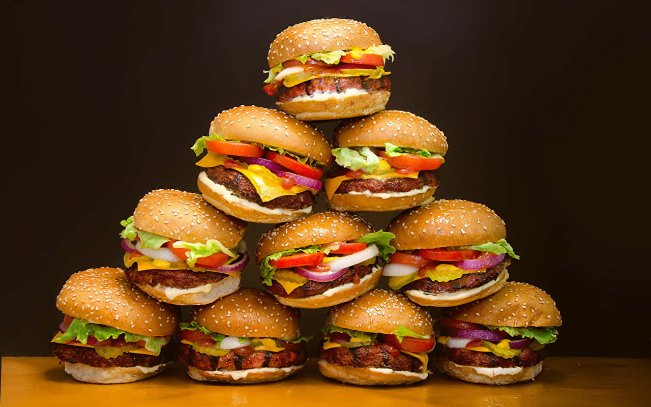 Layer Of Burgers Best Food Background