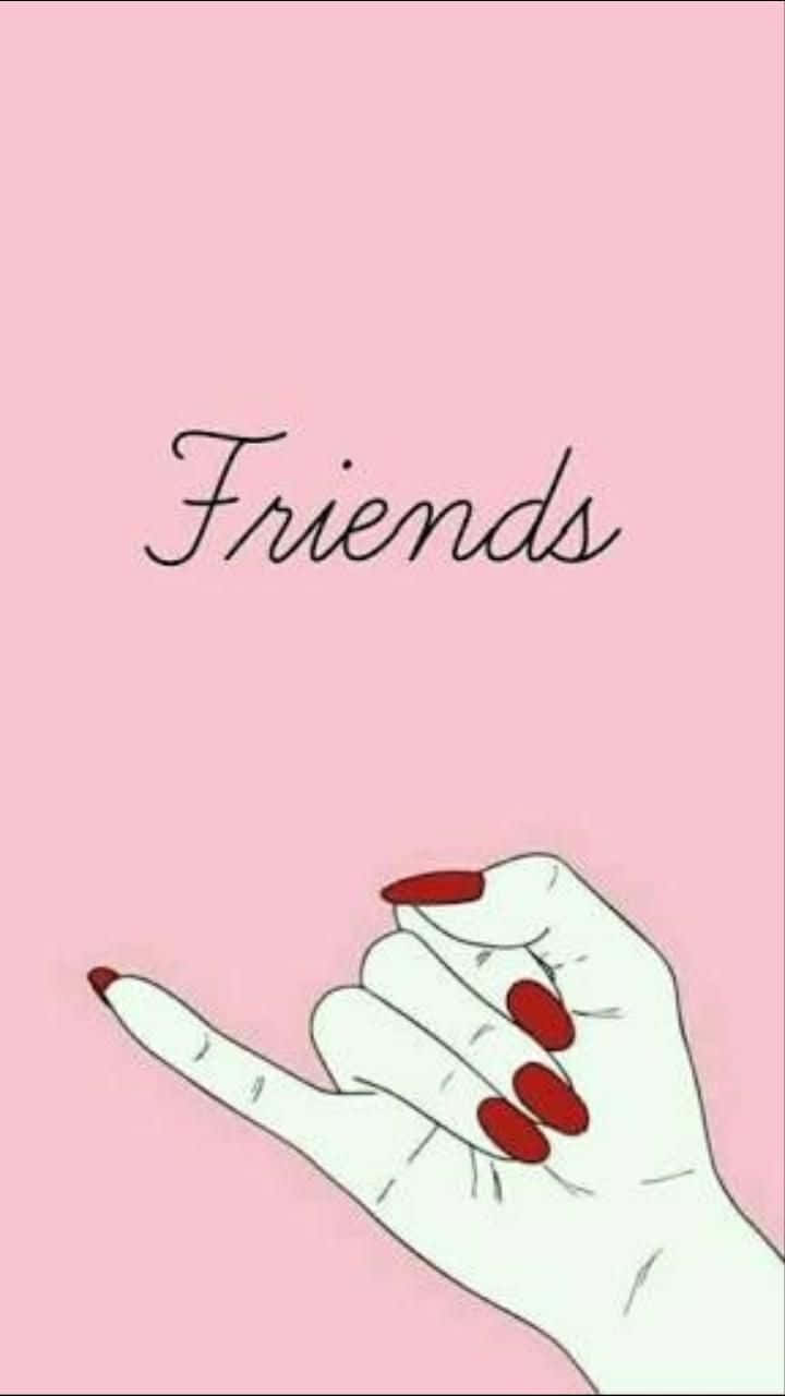 A Hand With Red Nails Holding A Pink Hand Wallpaper