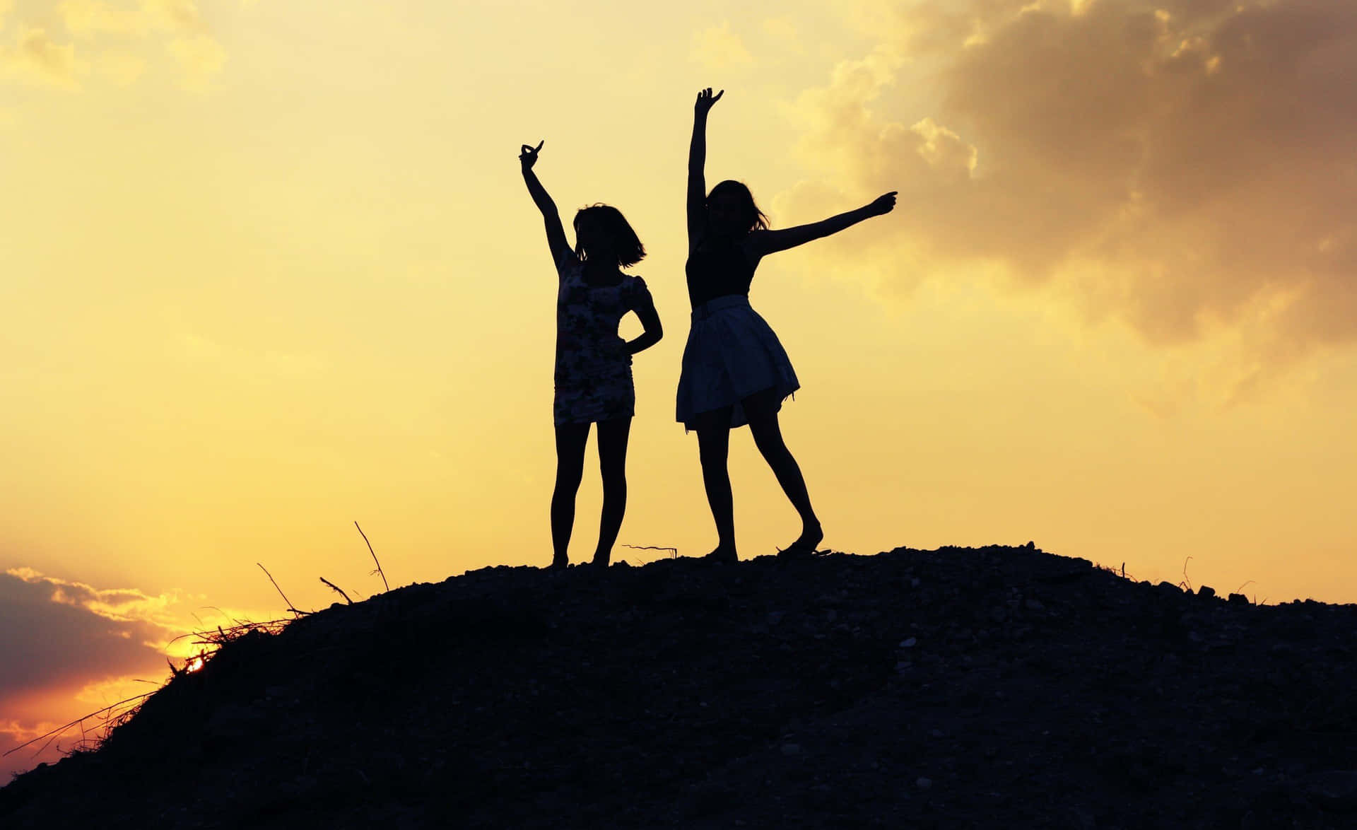 Best Friend Aesthetic Silhouette Photography Wallpaper