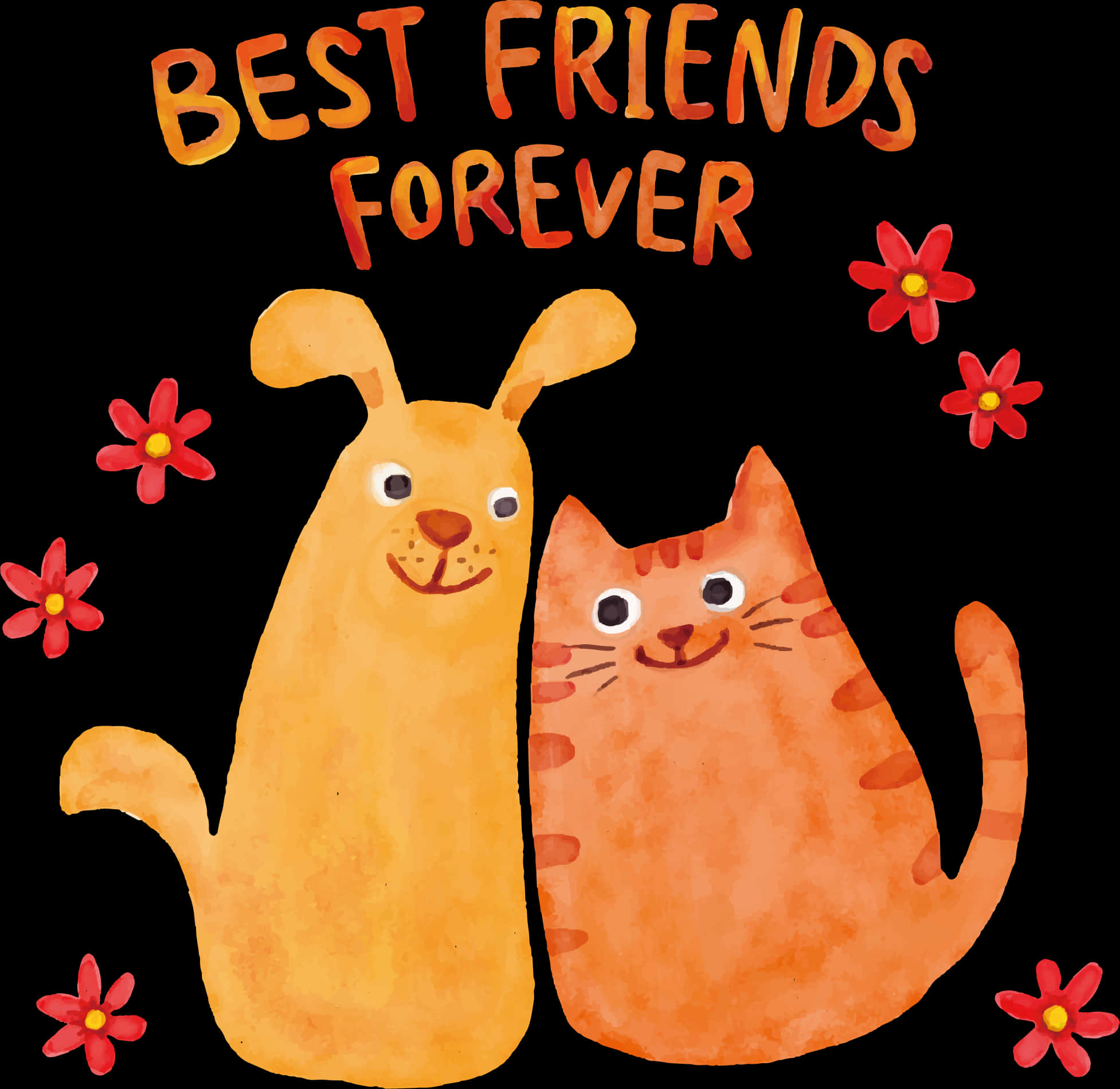 Best Friends Forever Cartoon Dog Cat PNG