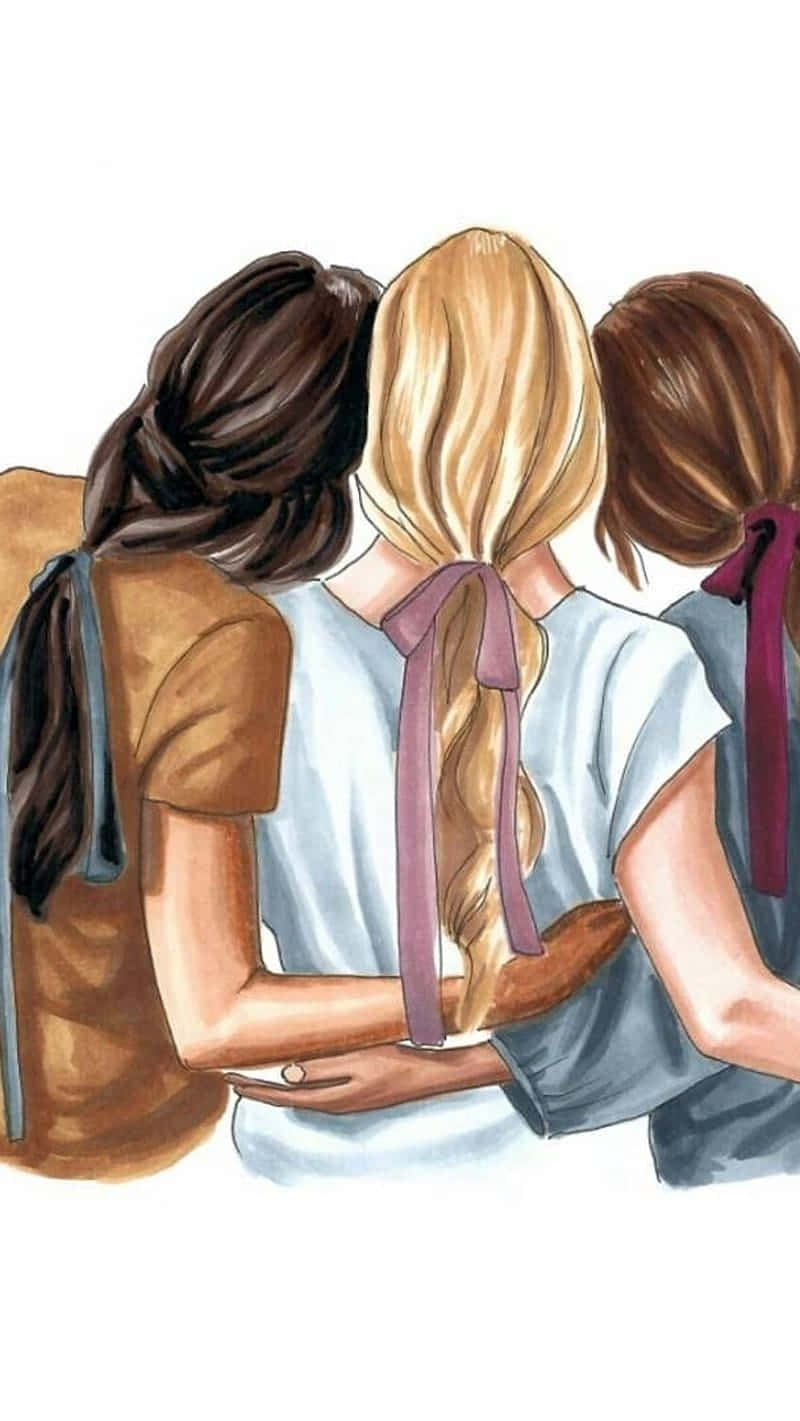 Three Girl Best Friends Forever Iphone Wallpaper