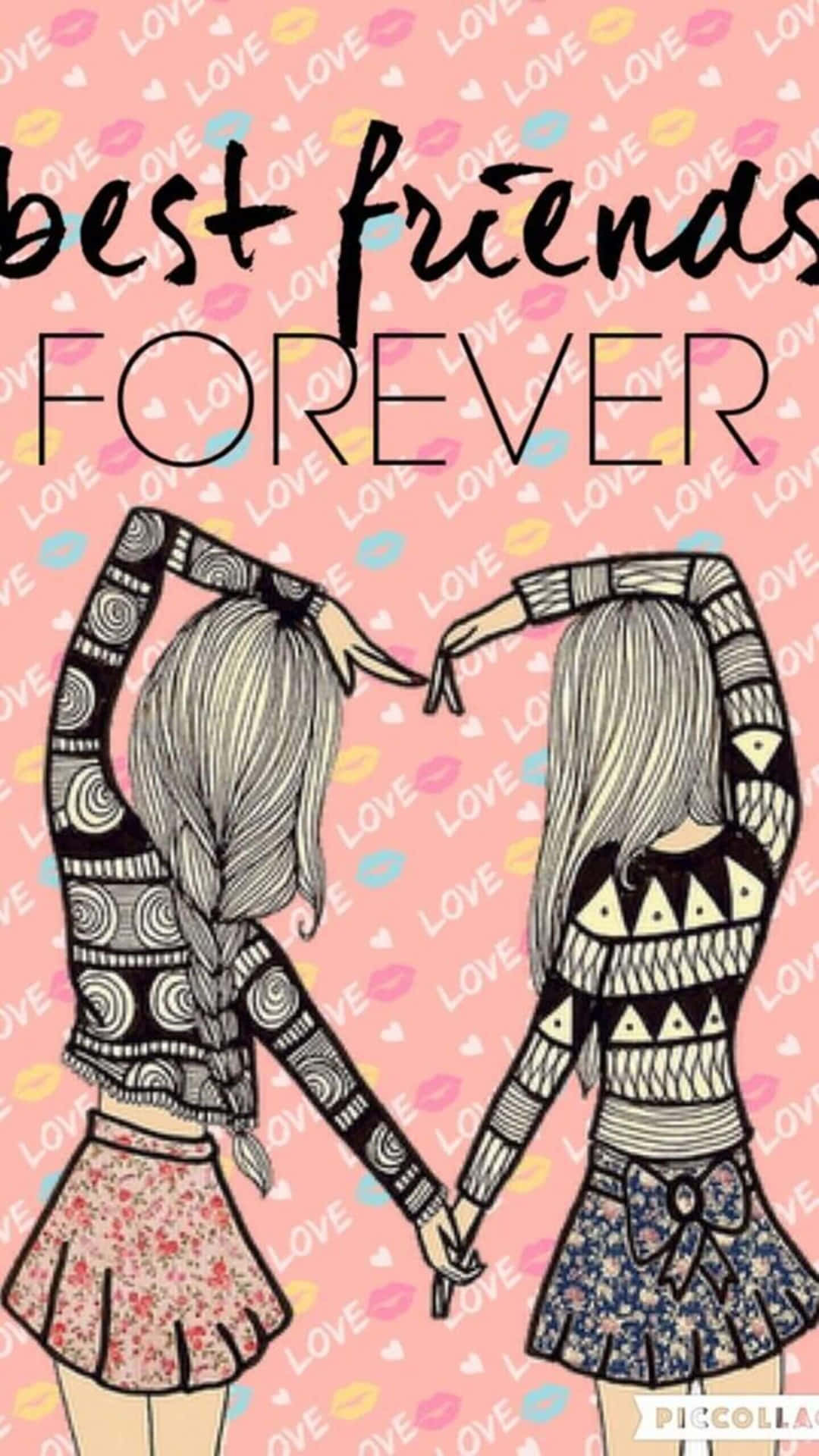 Best Friends Forever Iphone Heart Girls Wallpaper