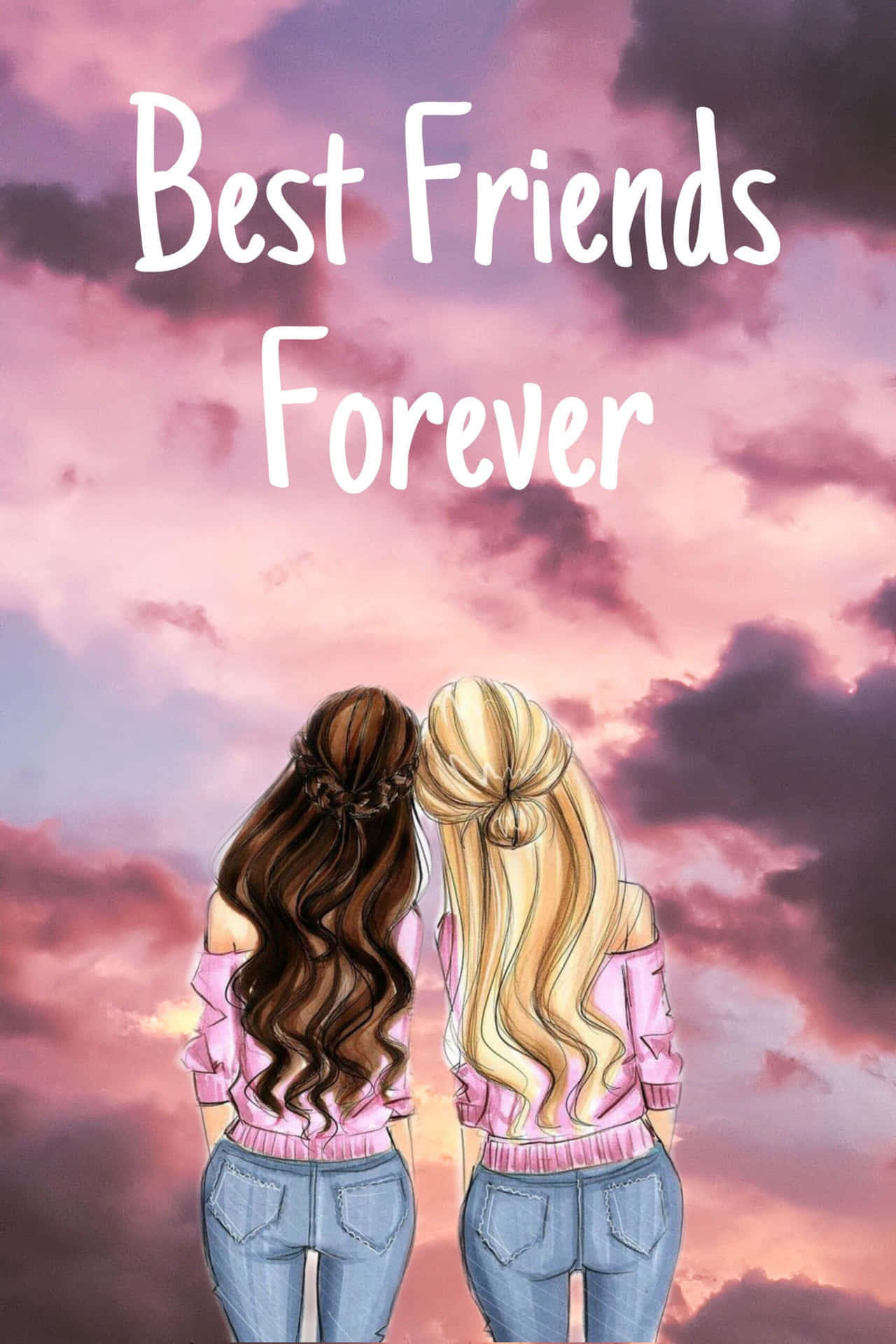 Best Friends Forever Pink Sunset Wallpaper