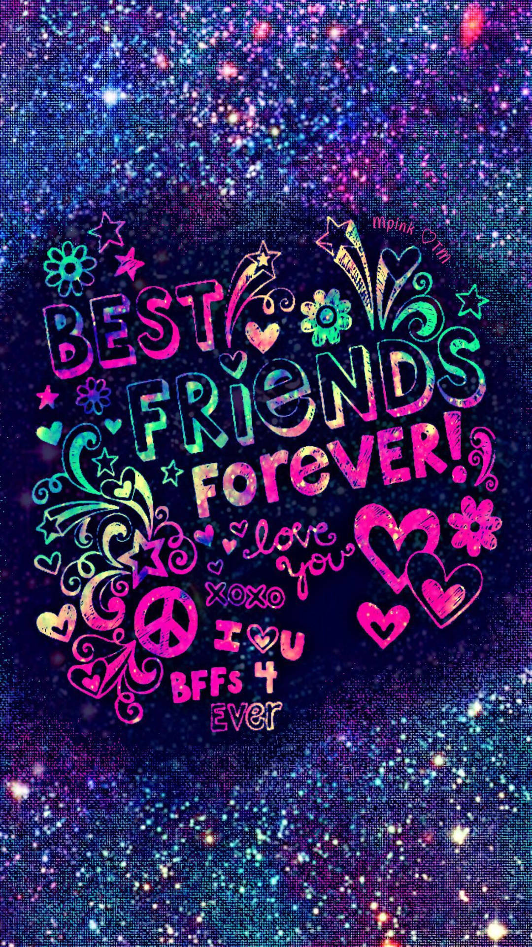 Best Friends Forever Rainbow Letters Wallpaper
